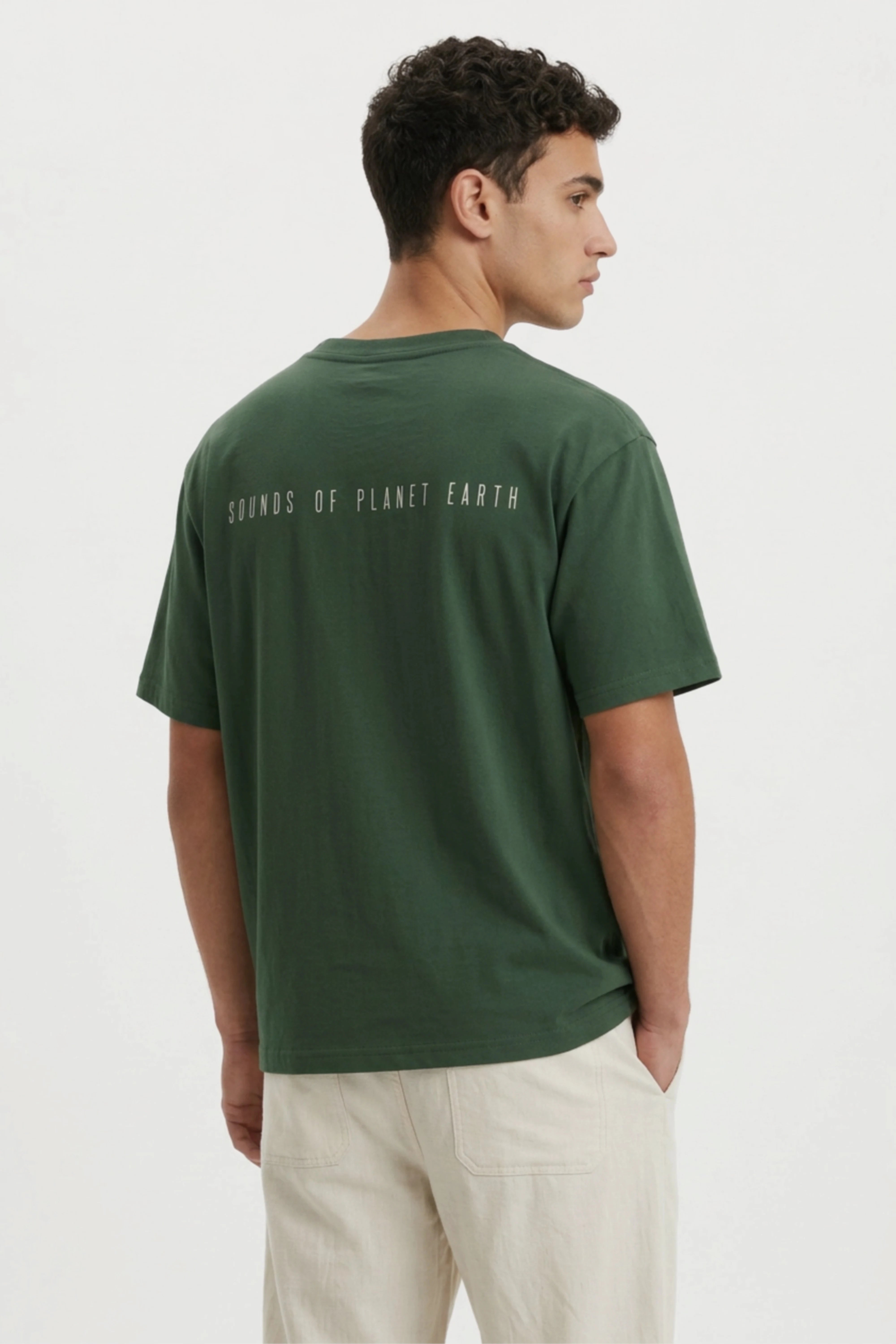 Men's Green Sounds of Earth Oversized T-Shirt
