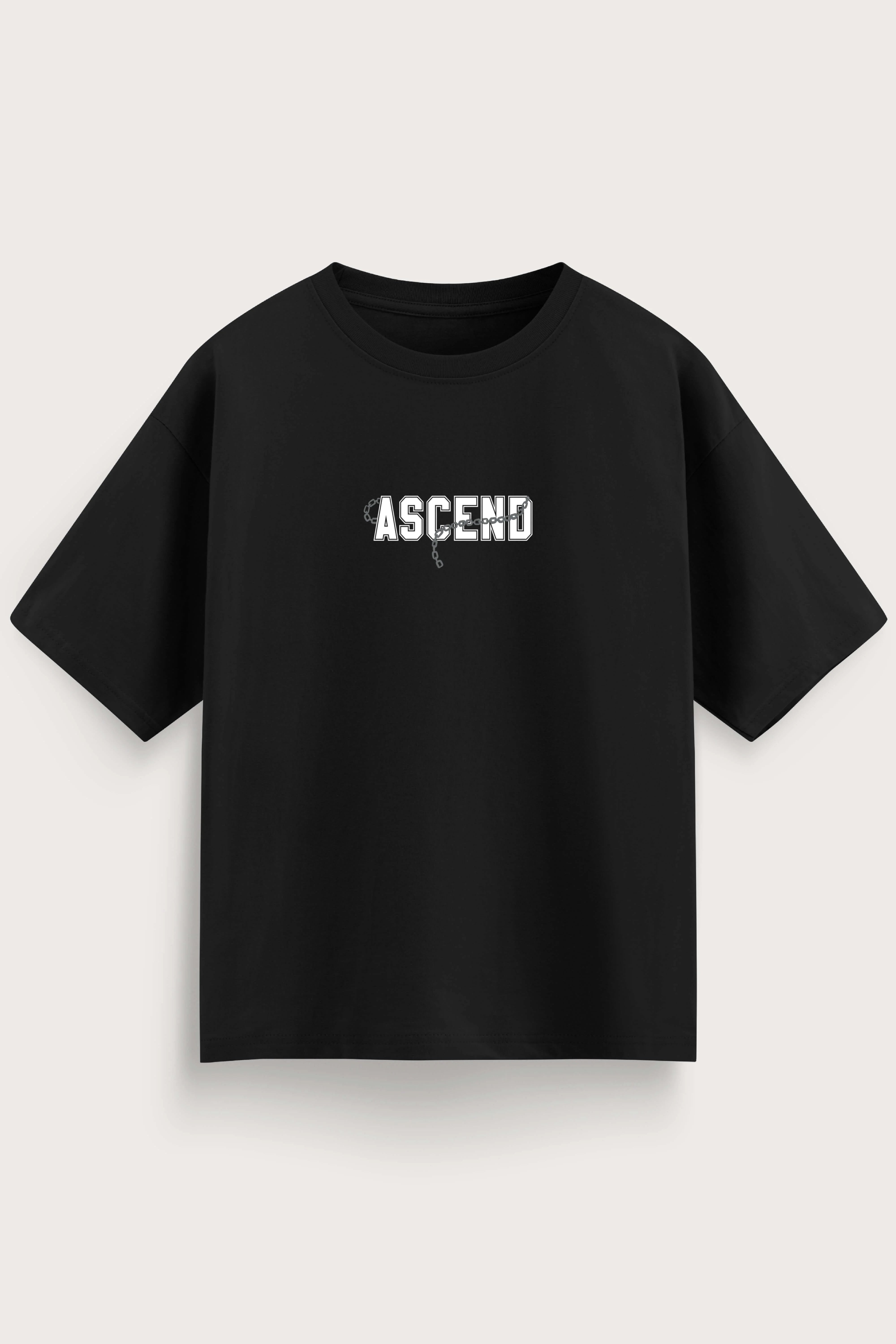 Men oversized black shirt ascend front