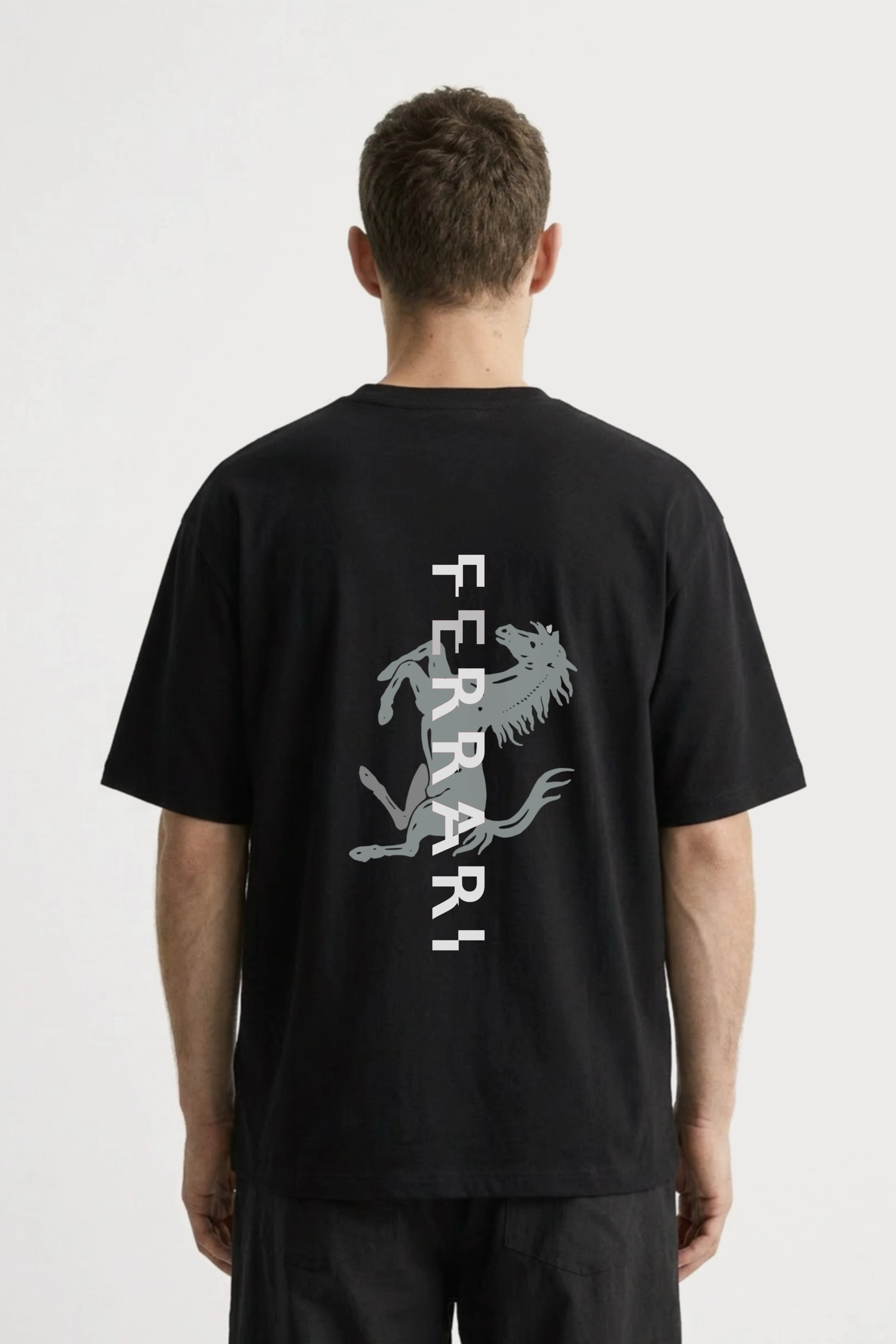 Men's Black Ferrari Oversized T-Shirt