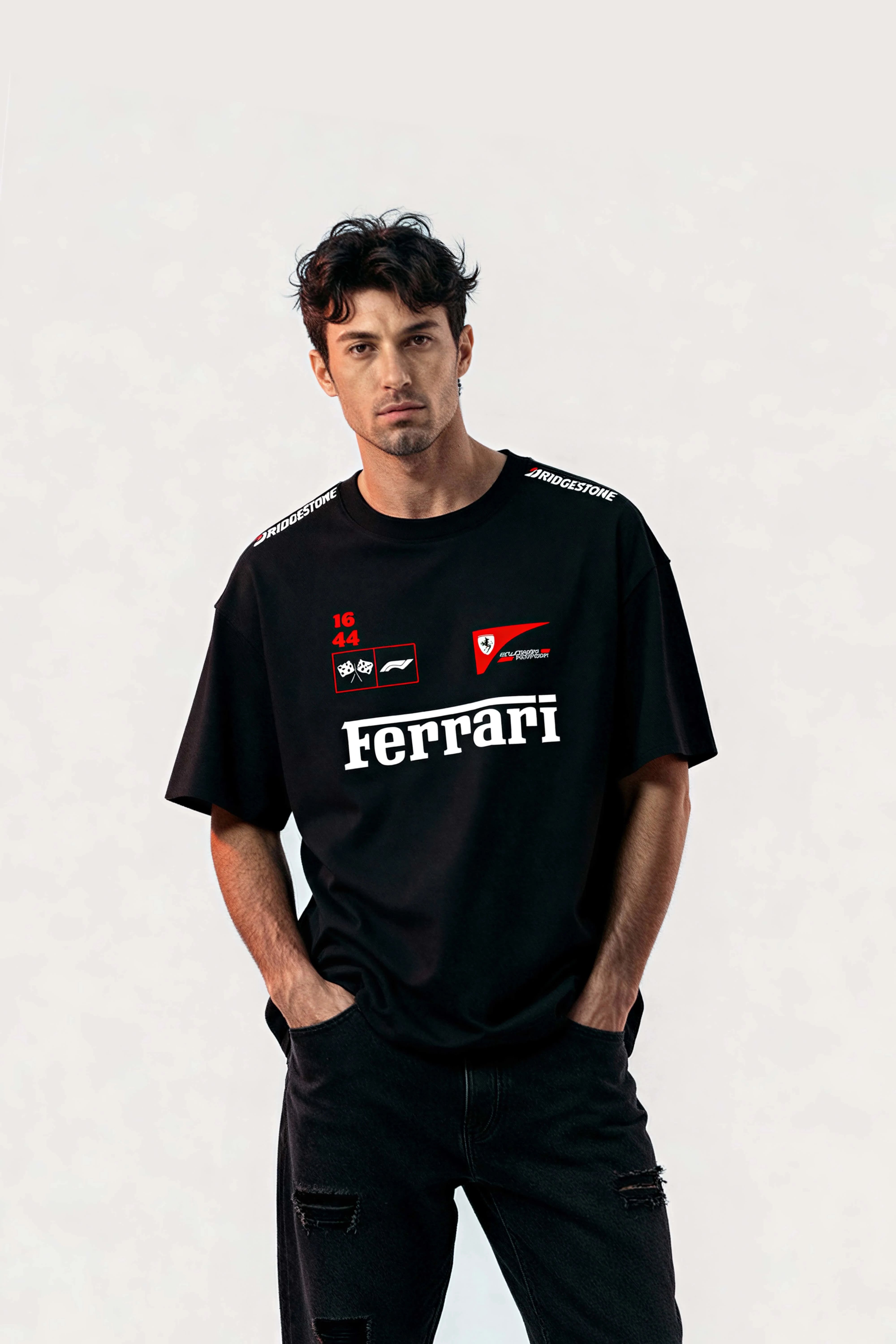 Oversized Black T-Shirt – Ferrari
