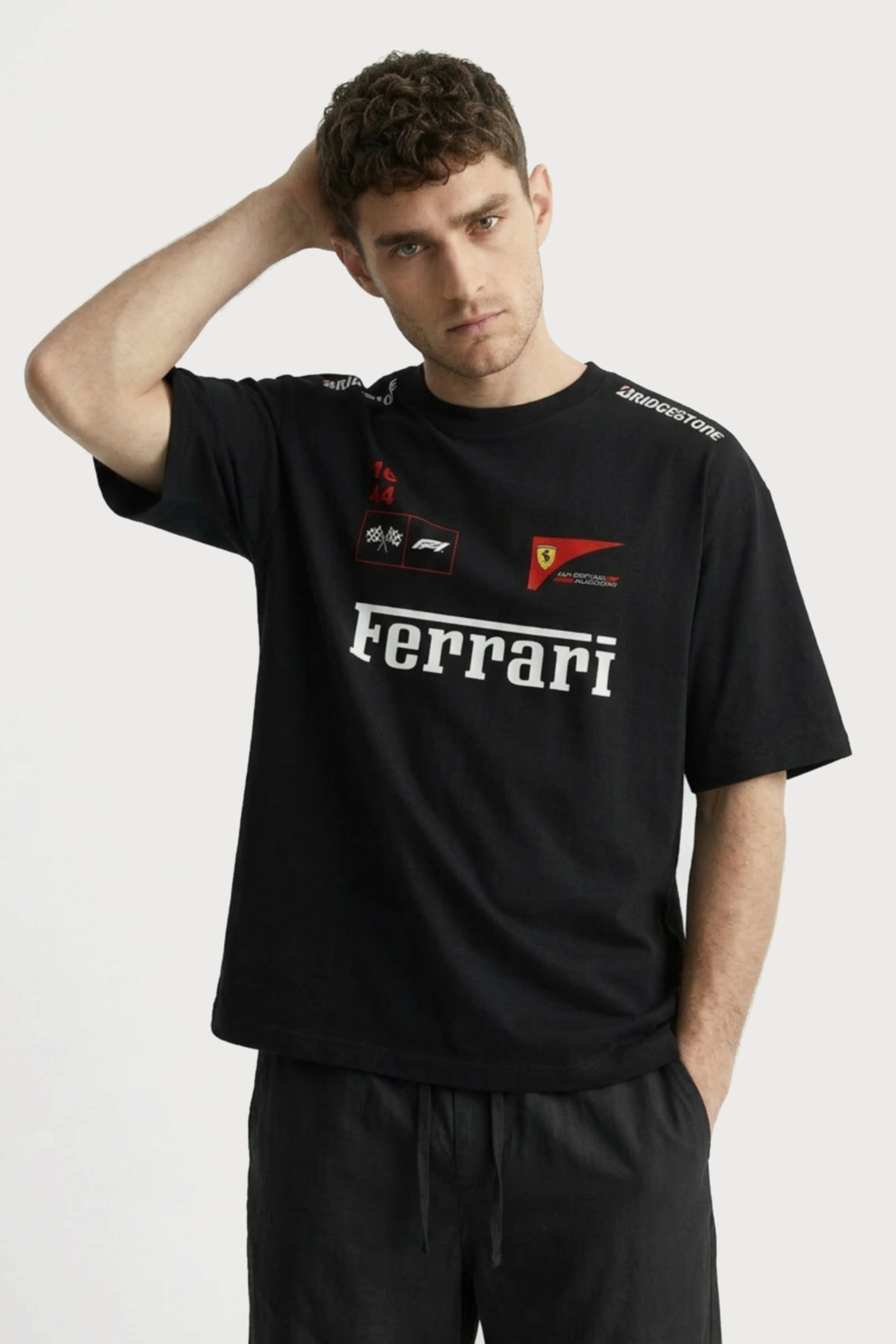 Men's Black Ferrari Oversized T-Shirt