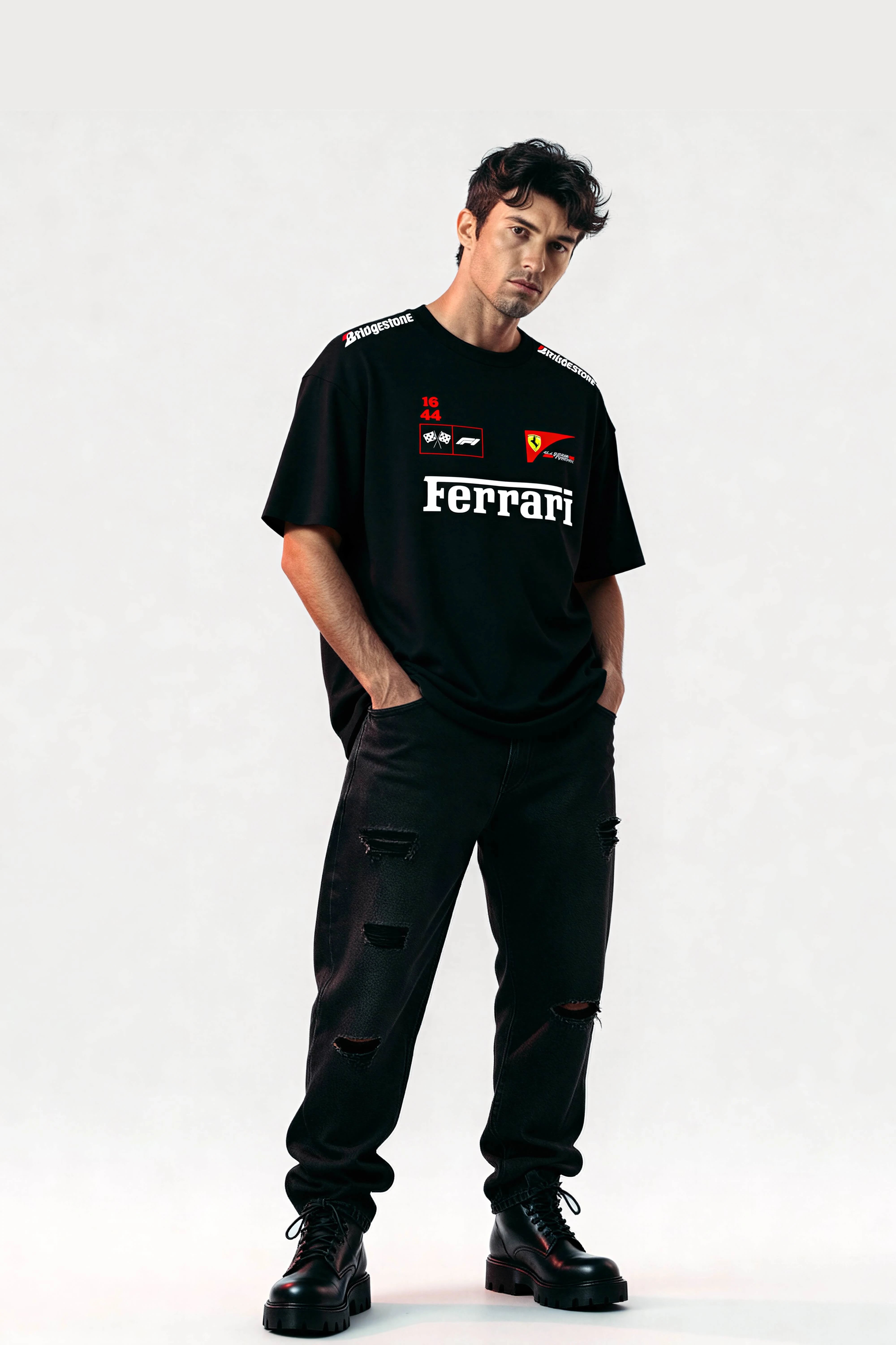 Oversized Black T-Shirt – Ferrari