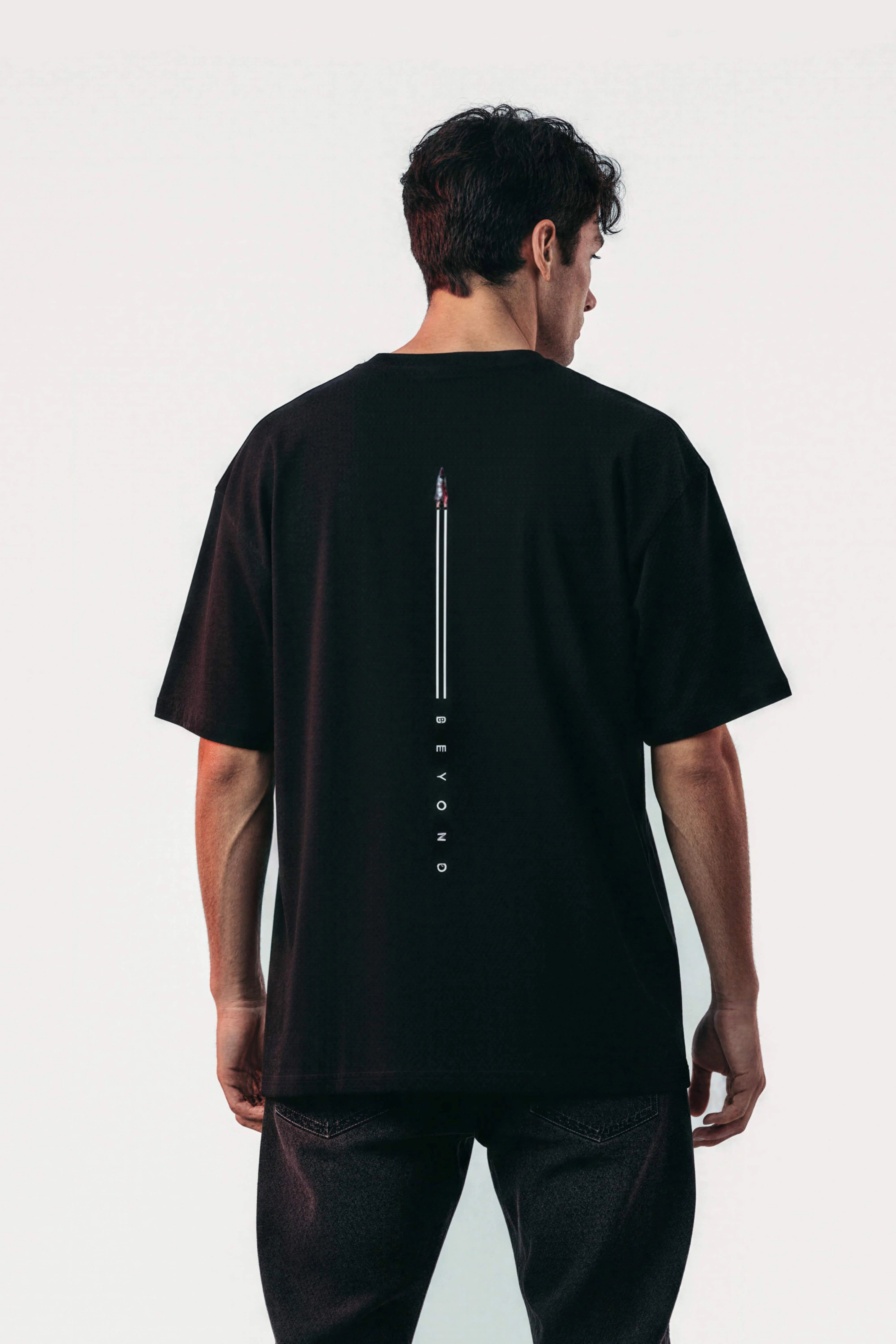Men oversized black tshirt beyond lifestyle