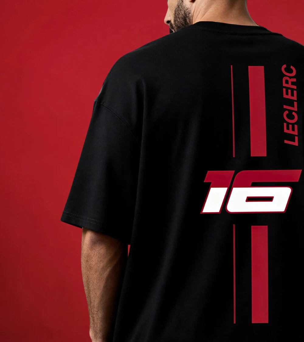 men oversized black t-shirt leclerc high definition back side