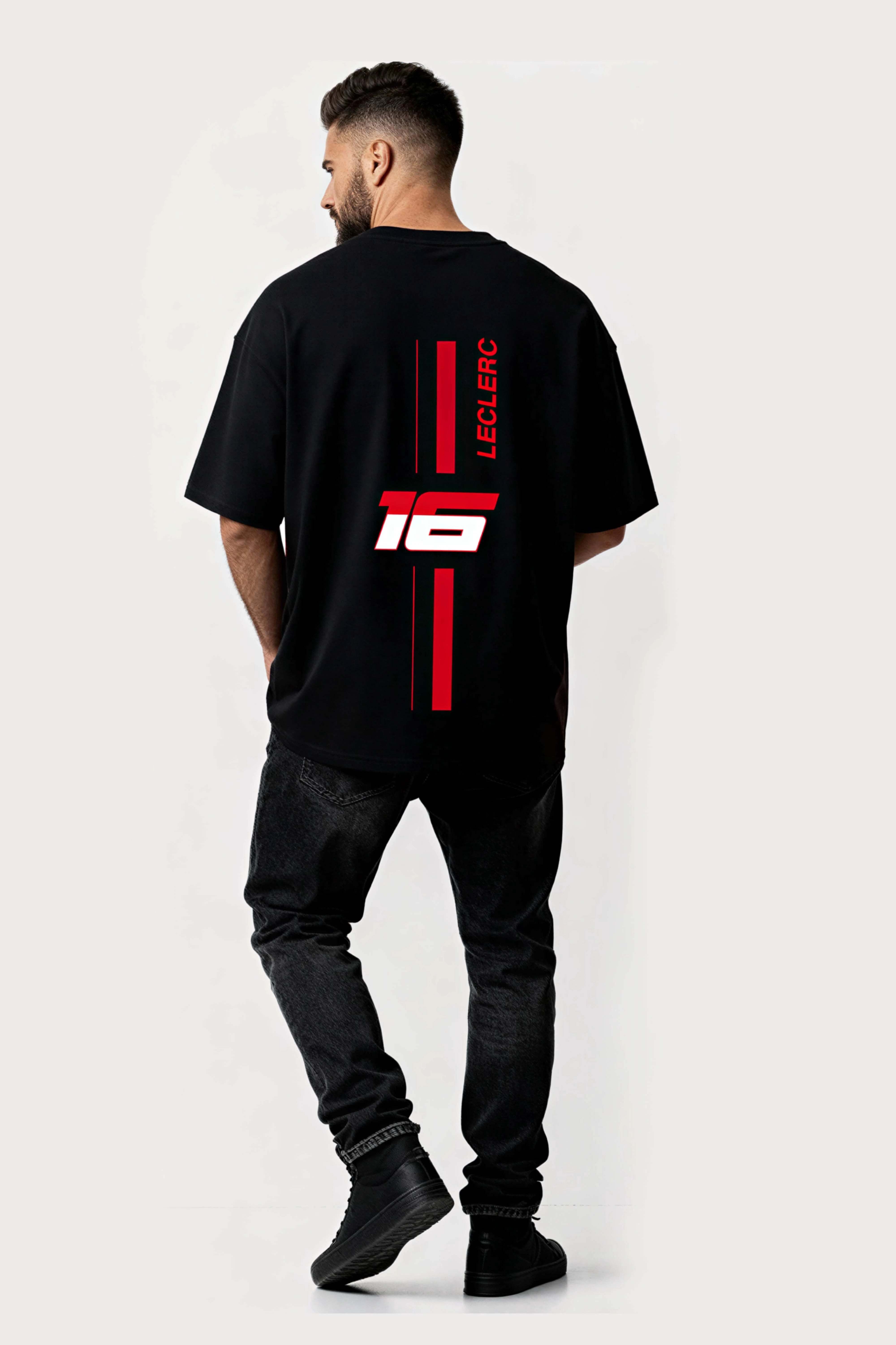 Men's Black Formula 1 Oversized T-Shirt