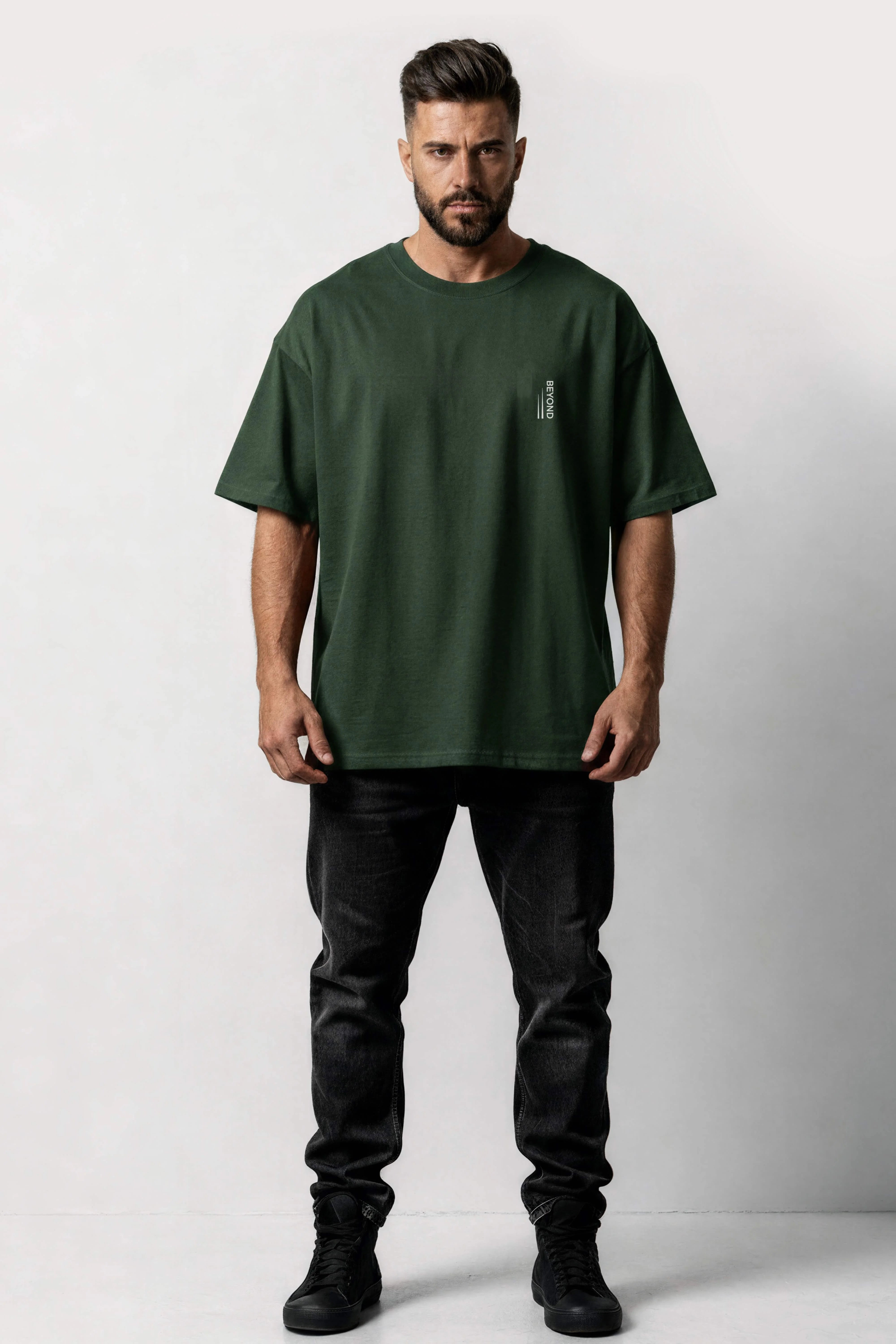Men-oversized-green-tshirt-beyond-model