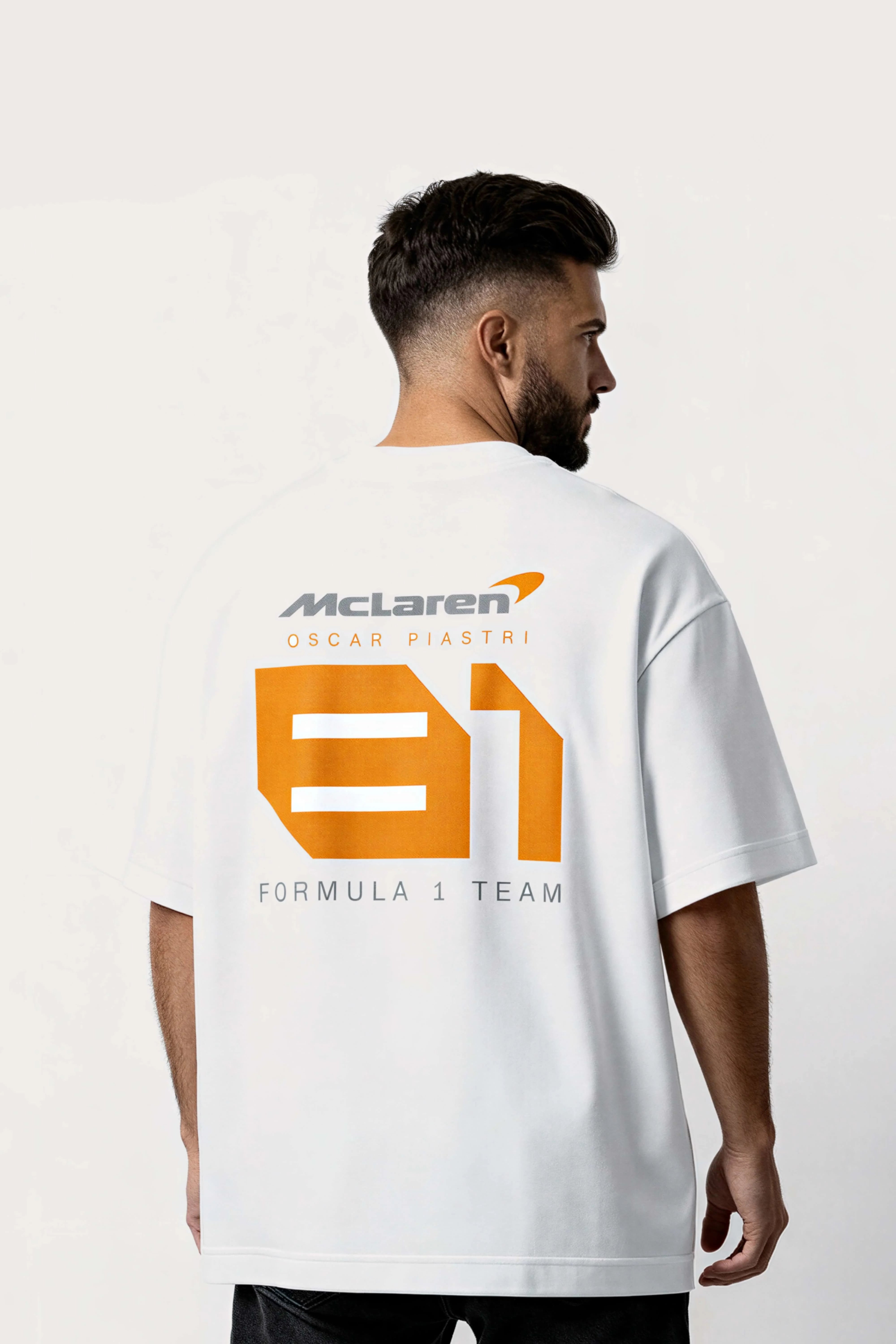 Men's White Oscar Piastri Oversized T-Shirt