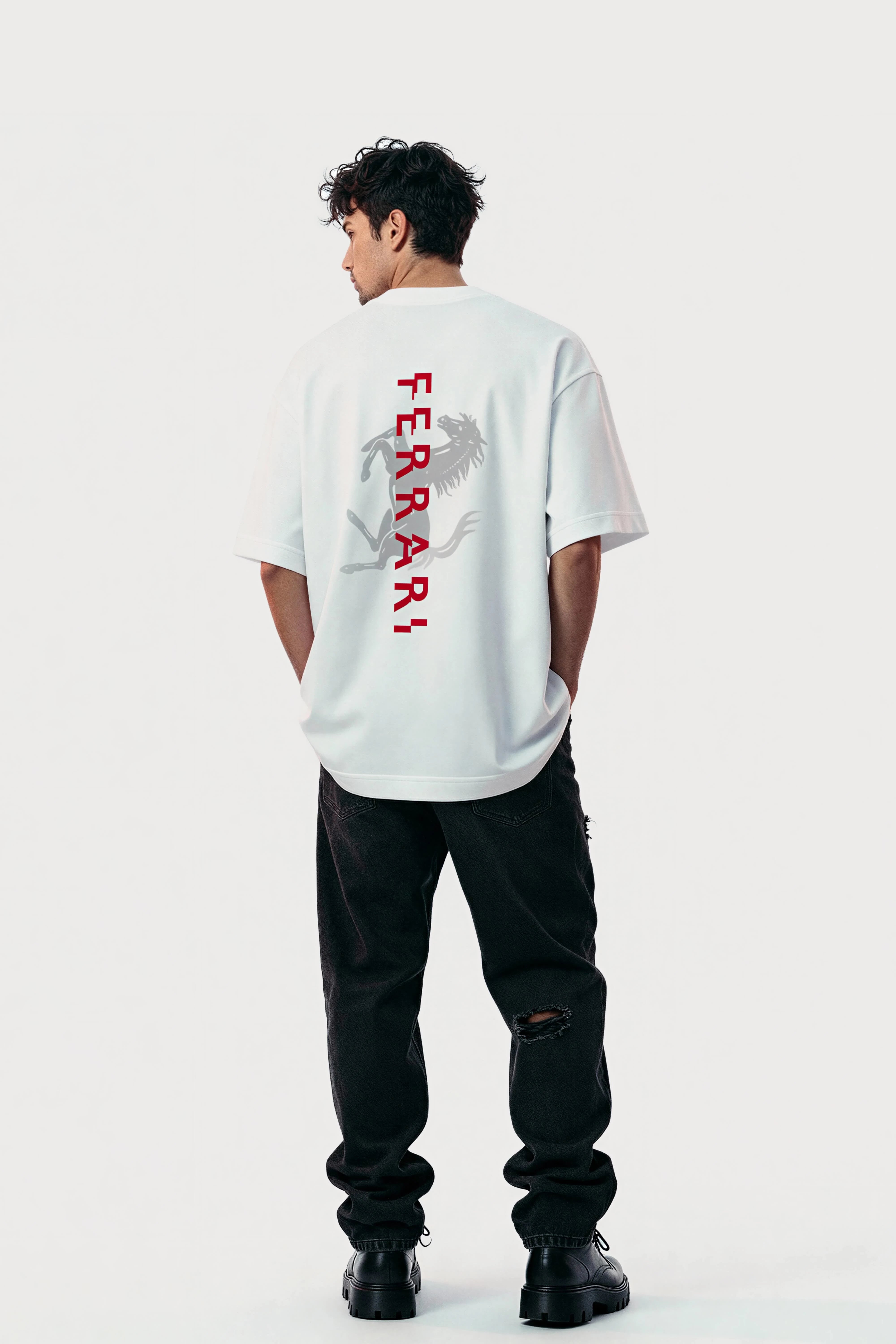 Oversized White T-Shirt – Ferrari
