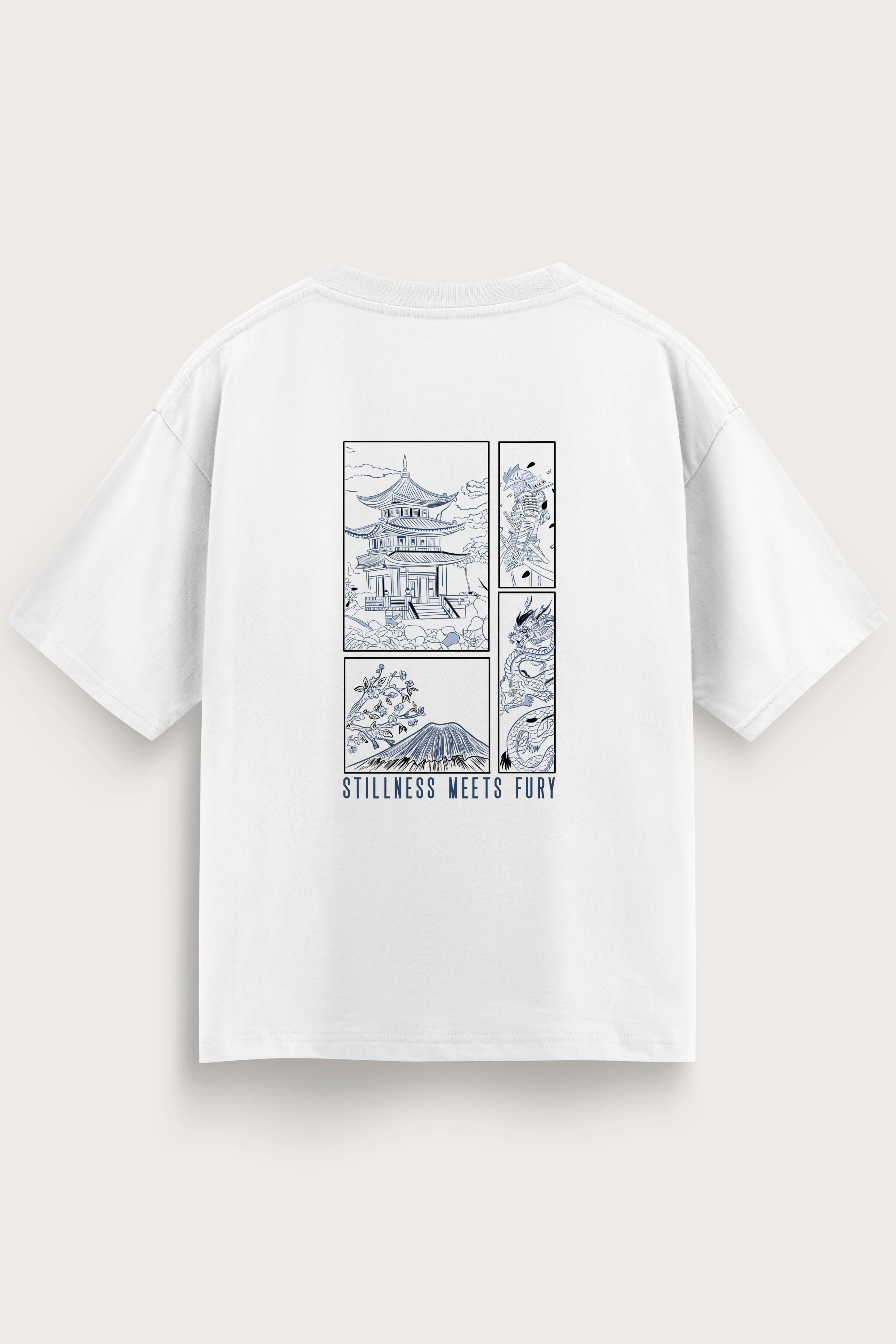 Men oversized white tshirt fury back