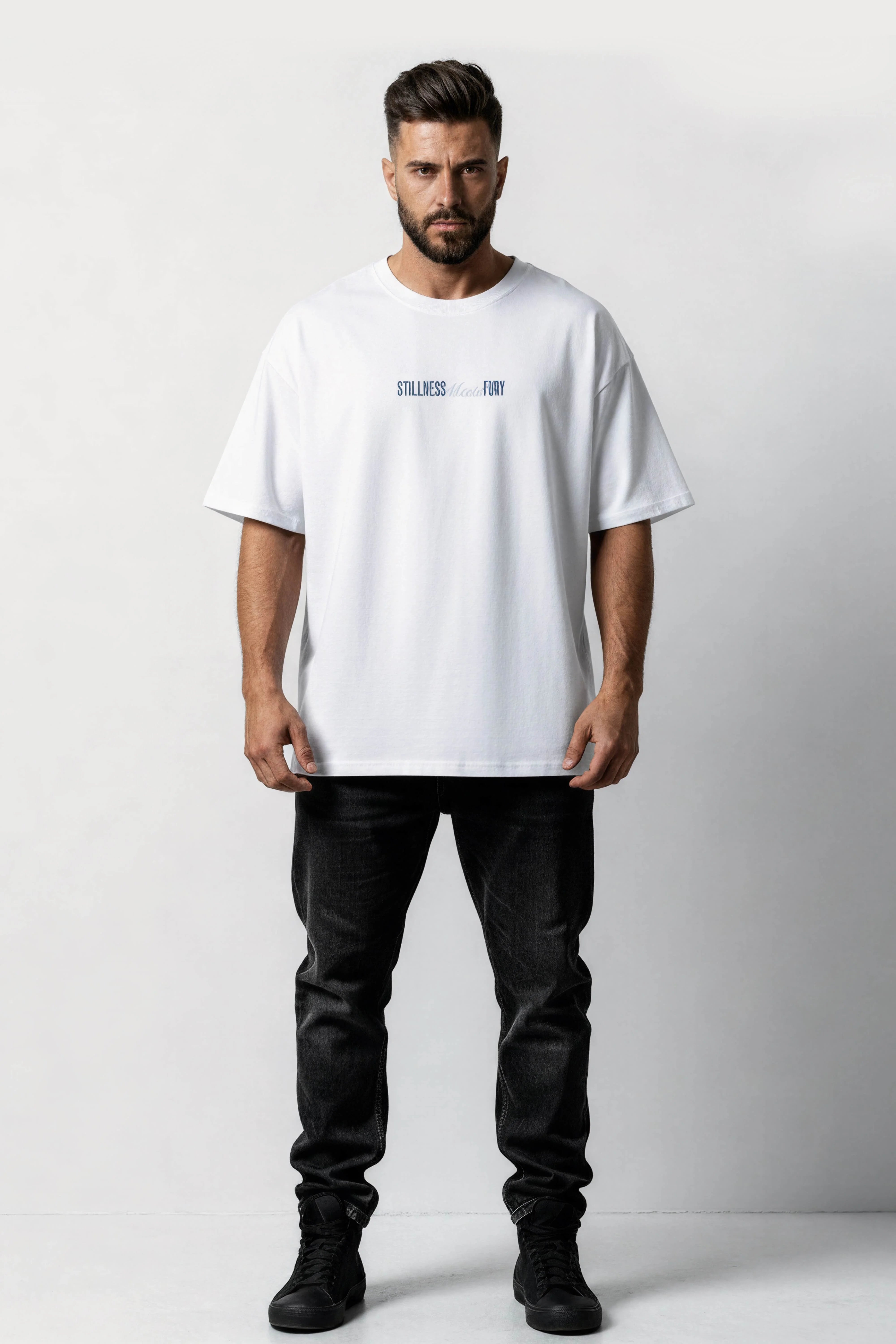 Men oversized white tshirt fury model
