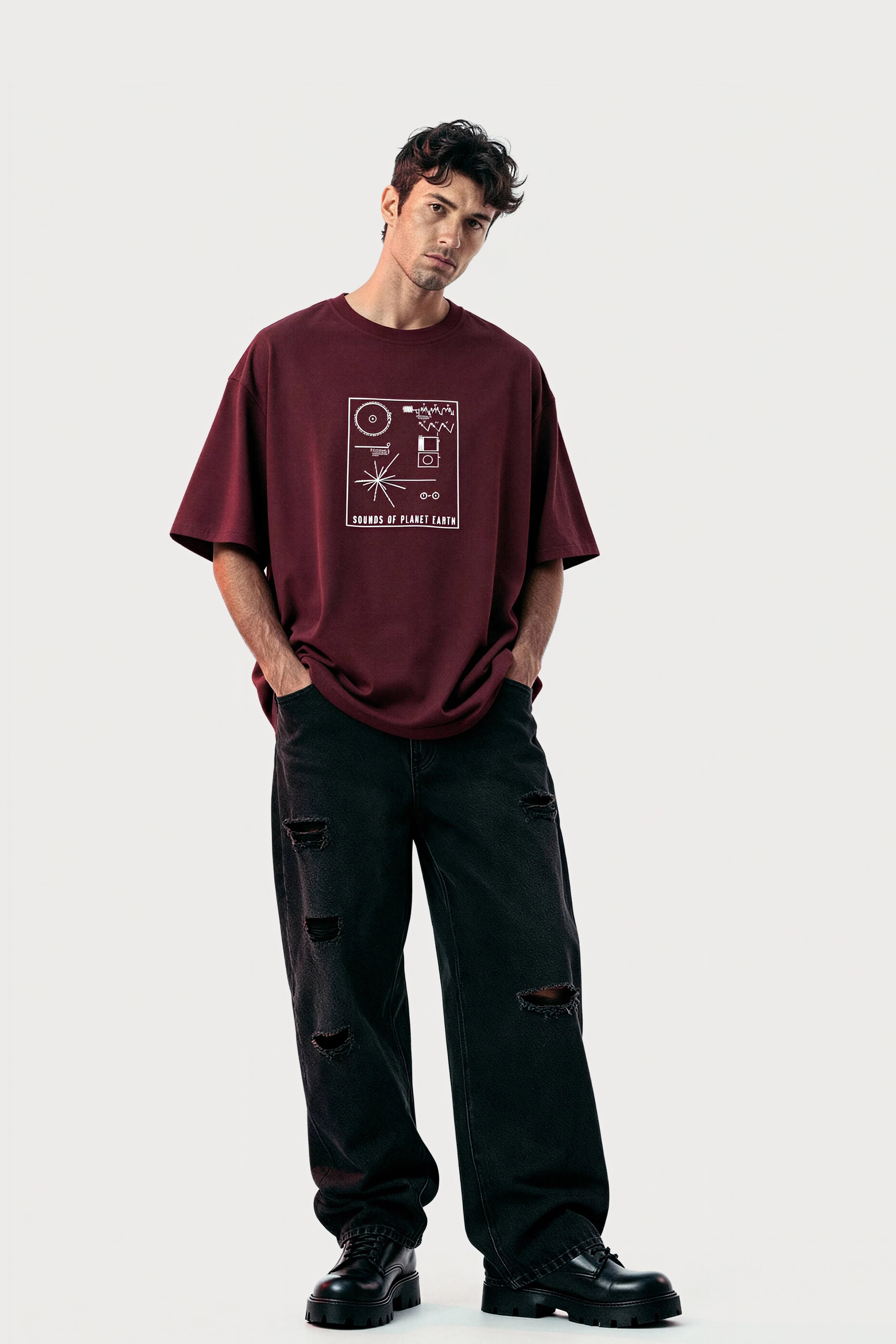 Men oversized wine tshirt SOPE model