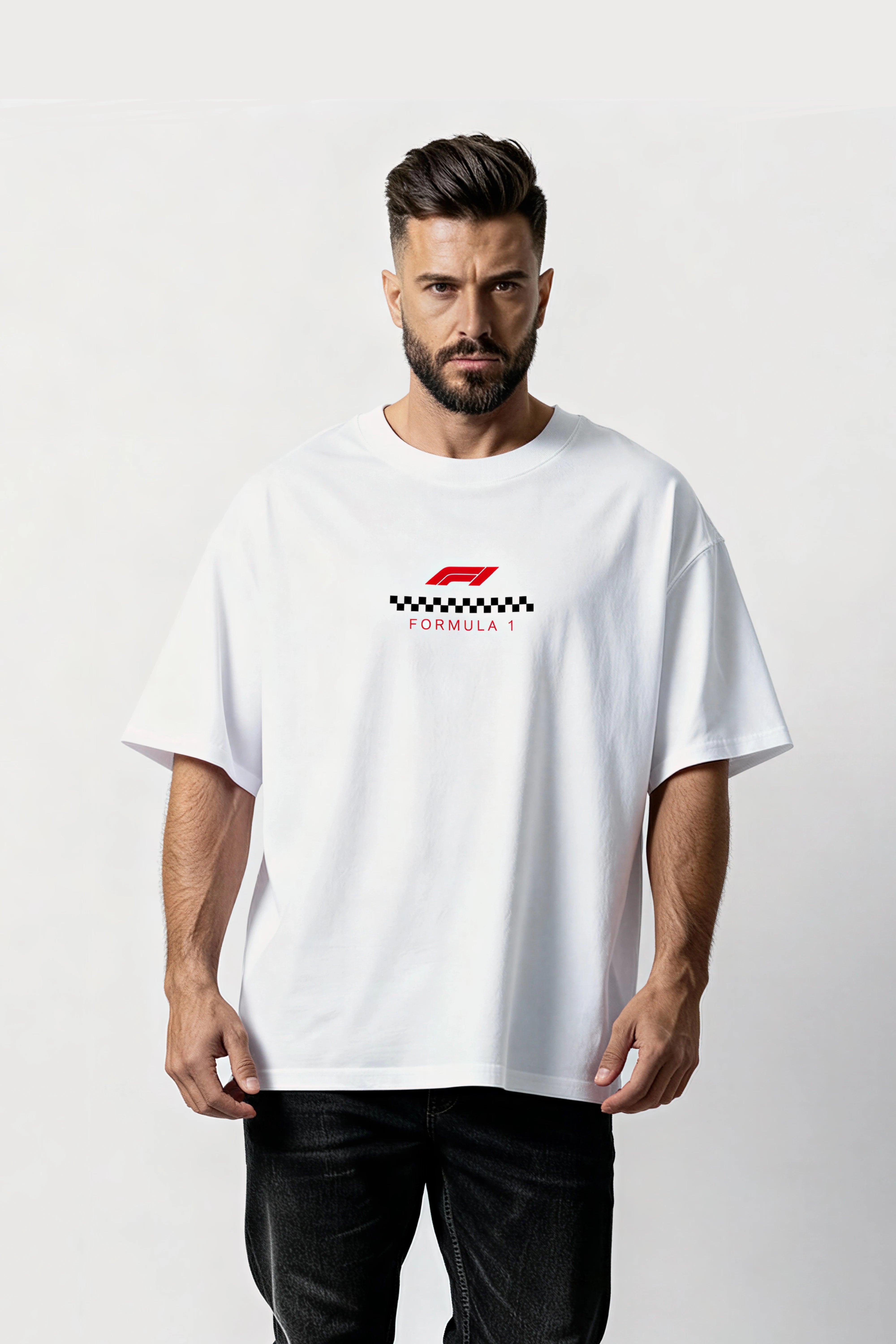 Men's White Formula 1 Oversized T-Shirt