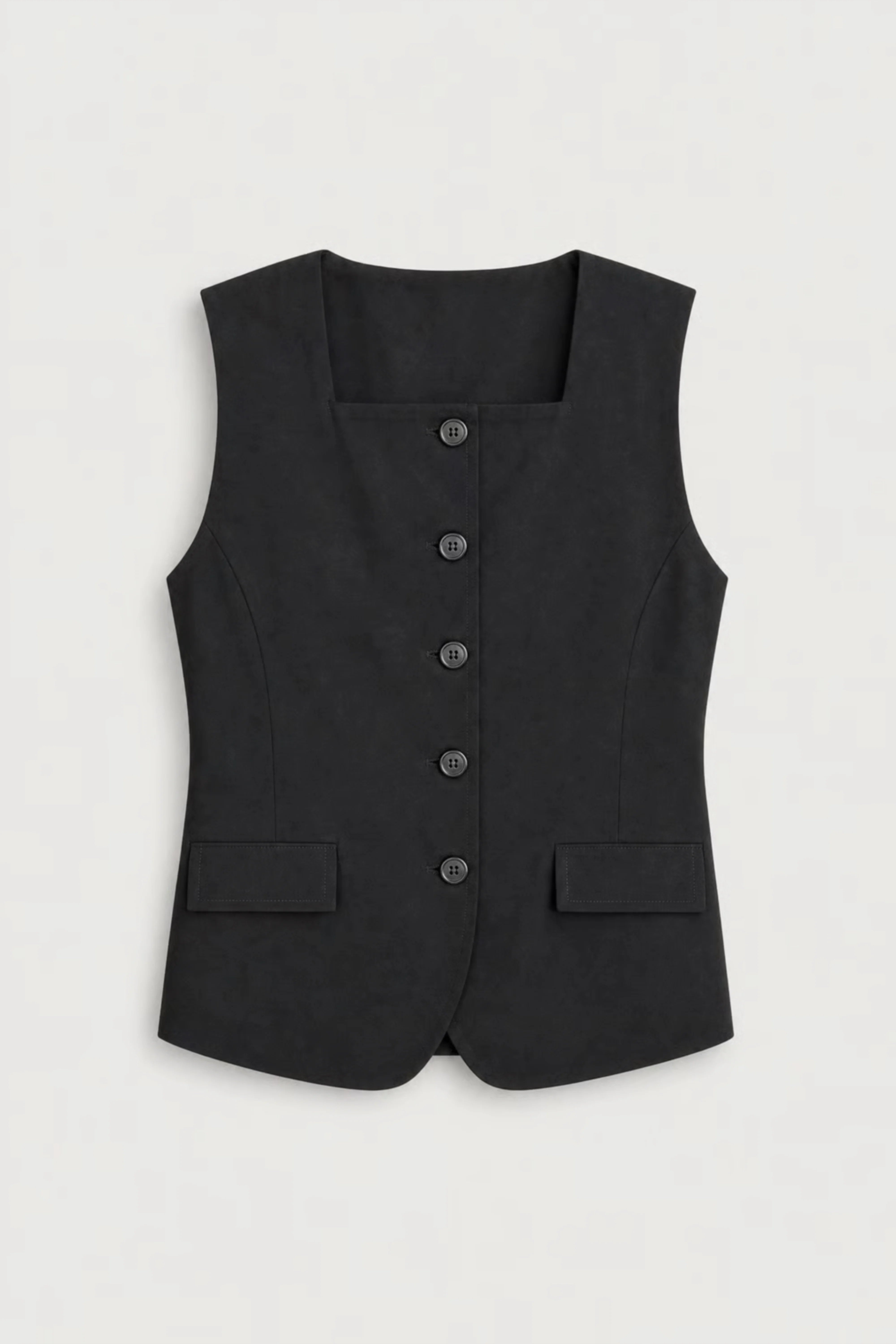 Women's Buttoned Waistcoat With Pocket Flaps