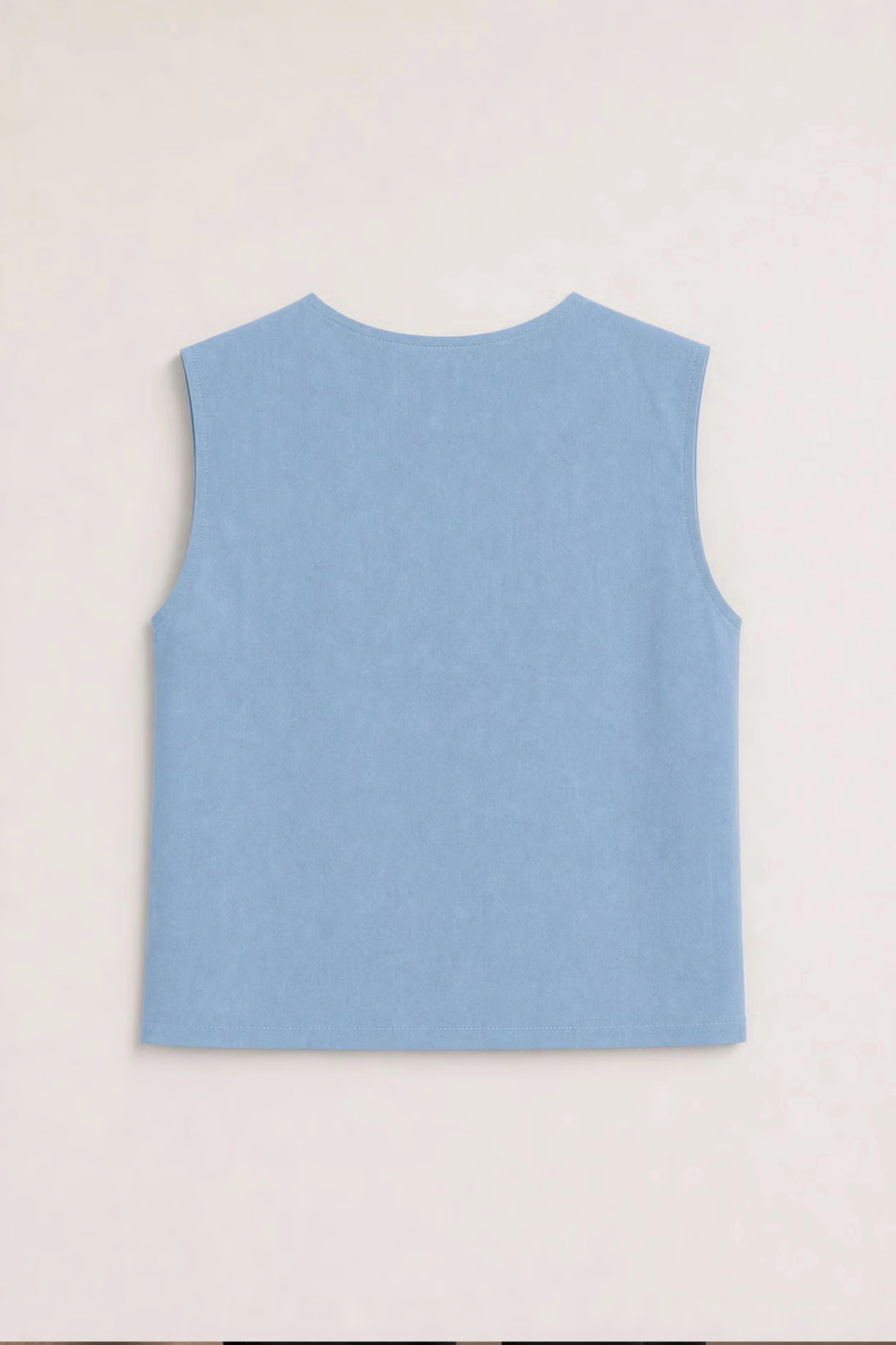 Women's Dusty Blue Chic V-neck Sleeveless Top