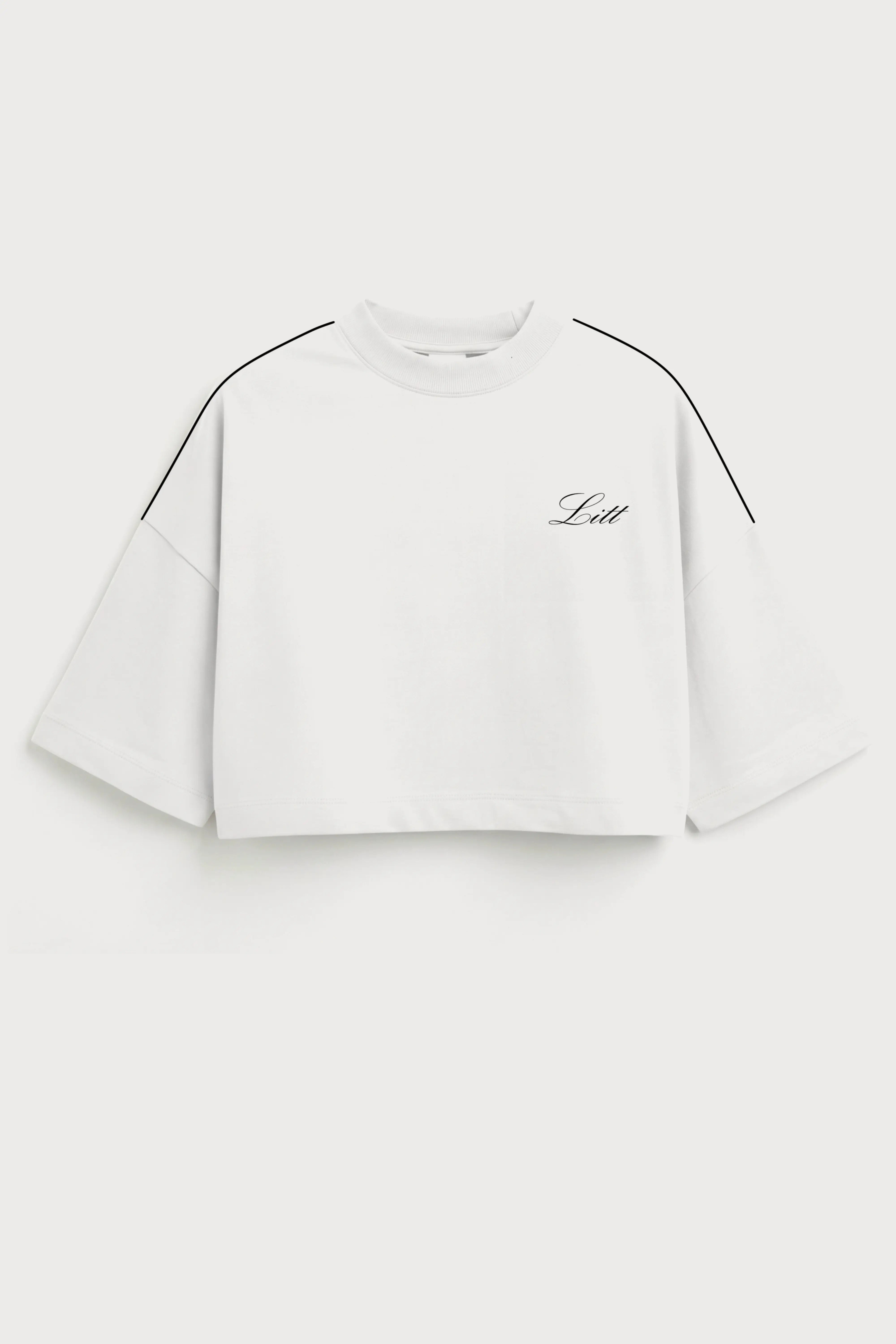 Women's White drop shoulder Litt cotton Crop Top