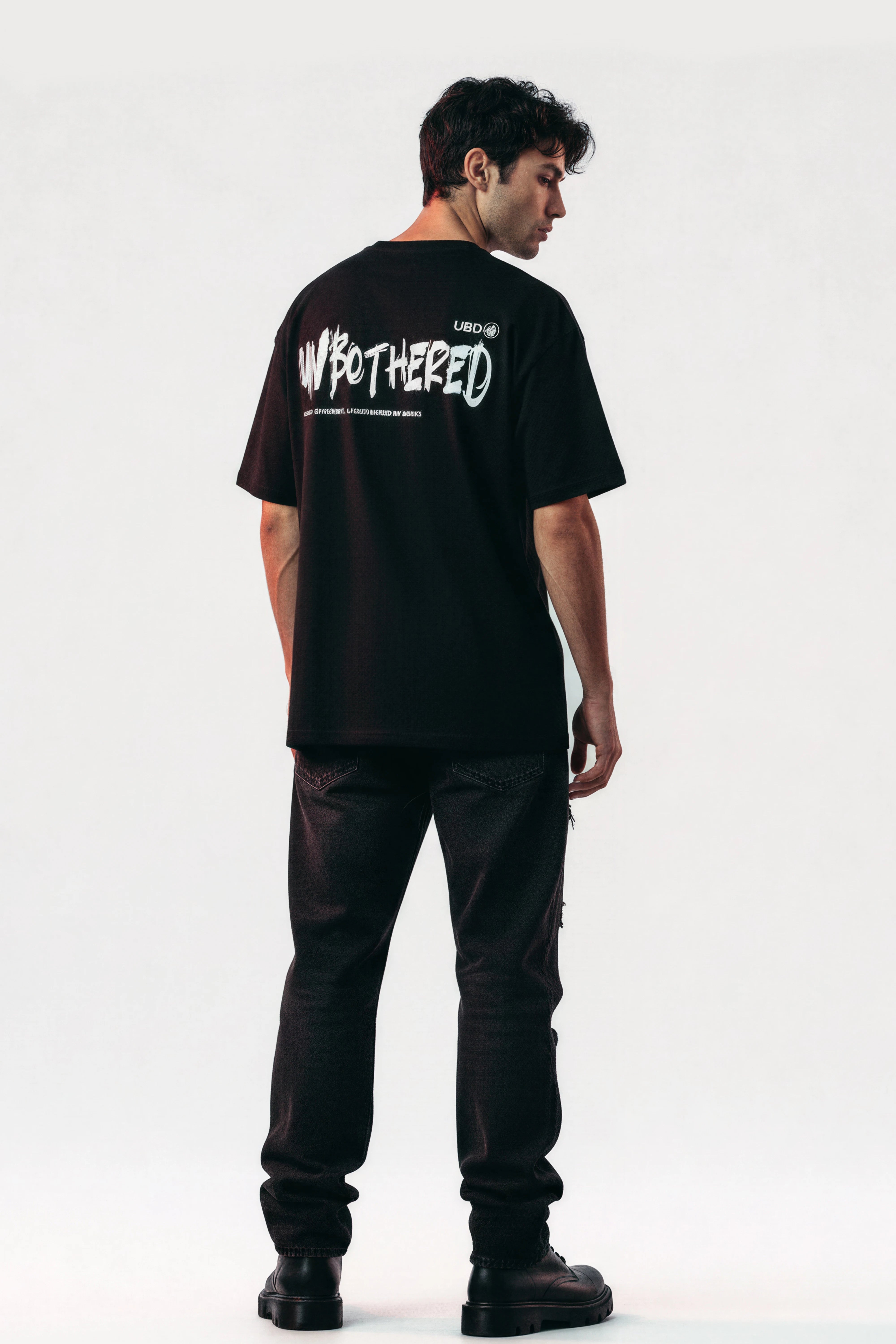 men-RelaxedFit-black-tshirt-Unbothered-folded