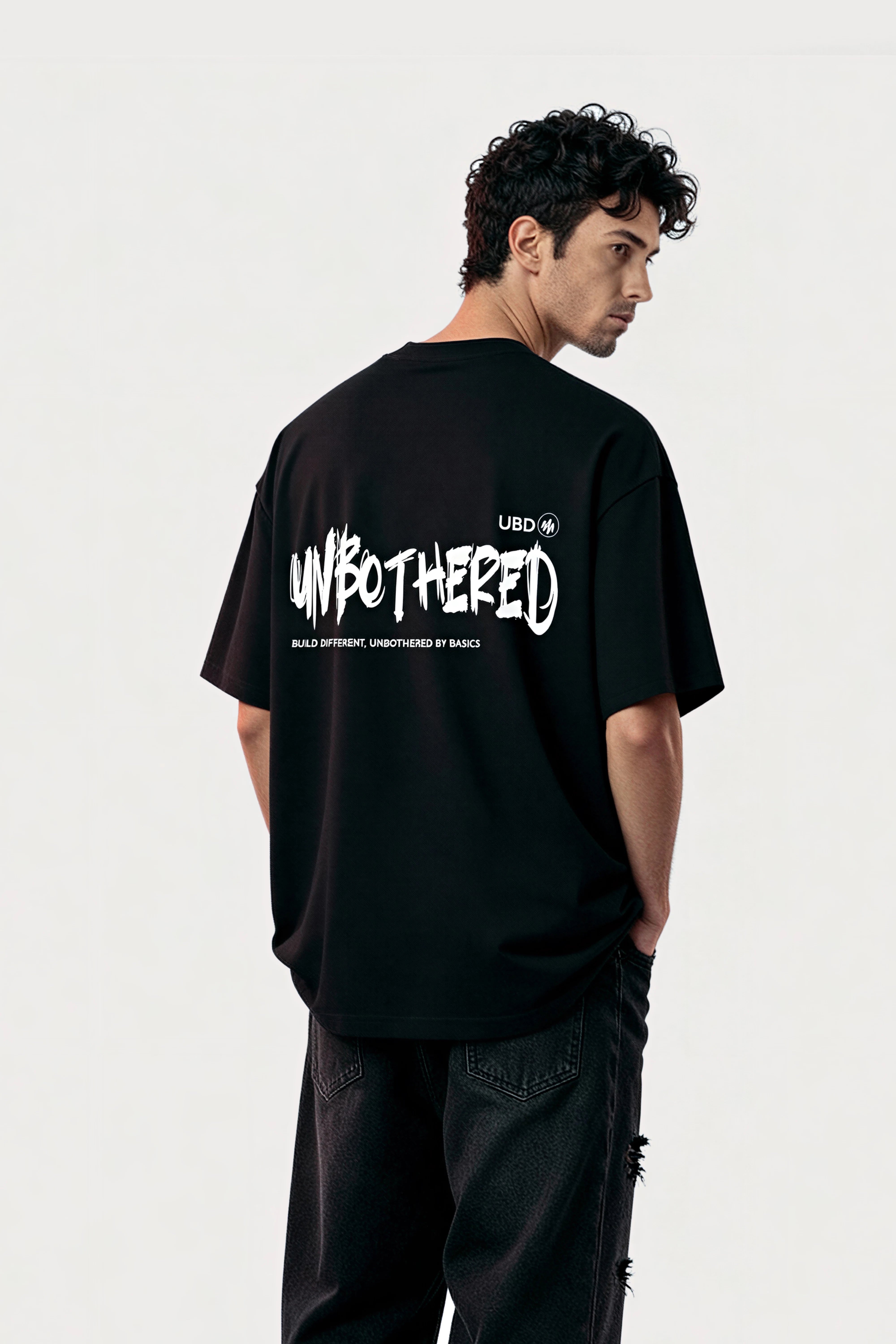 men-RelaxedFit-black-tshirt-Unbothered-lifestyle