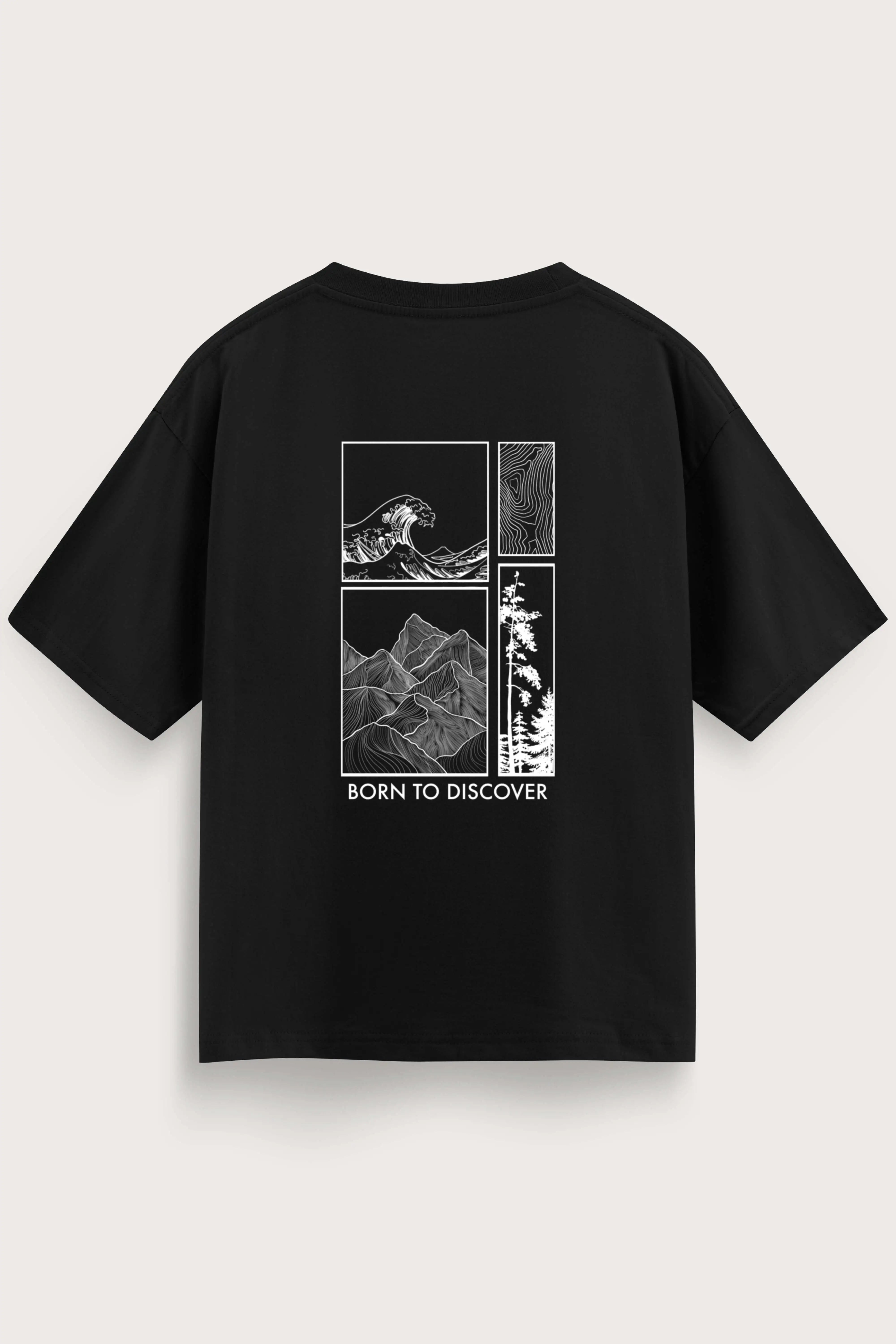 Oversized Black T-Shirt – Born to Discover