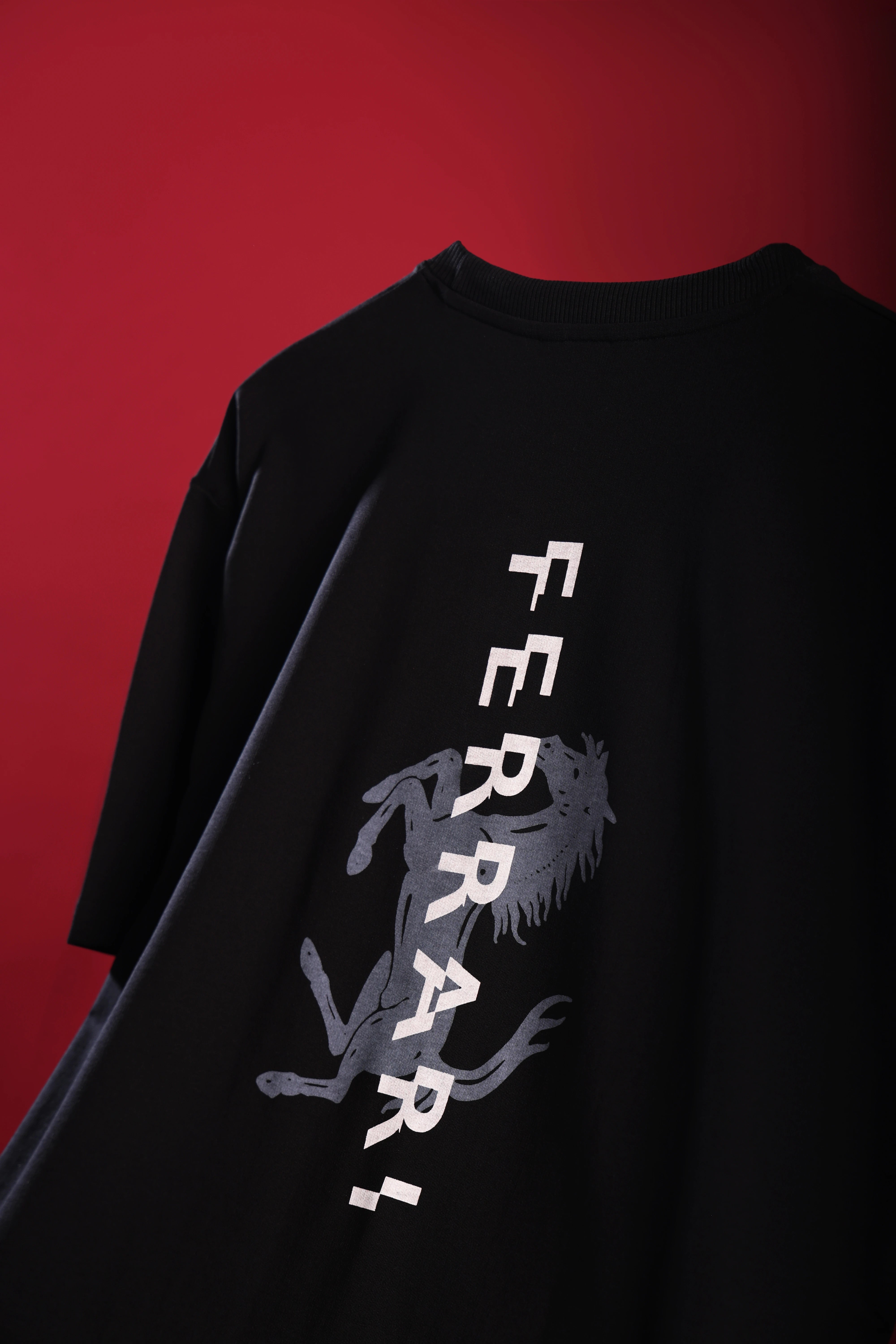 Men's Black Ferrari Oversized T-Shirt