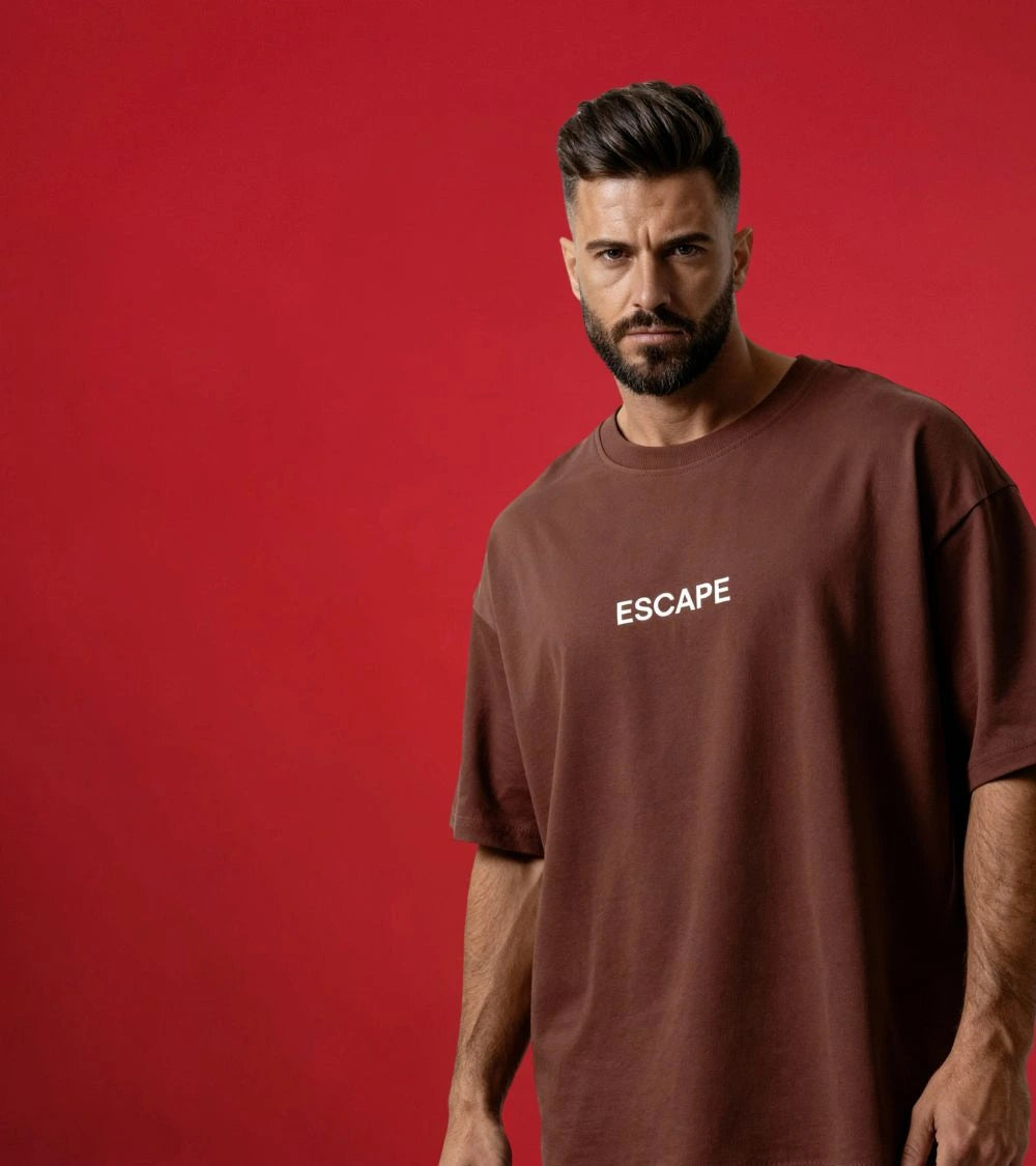 men oversized brown colour t-shirt