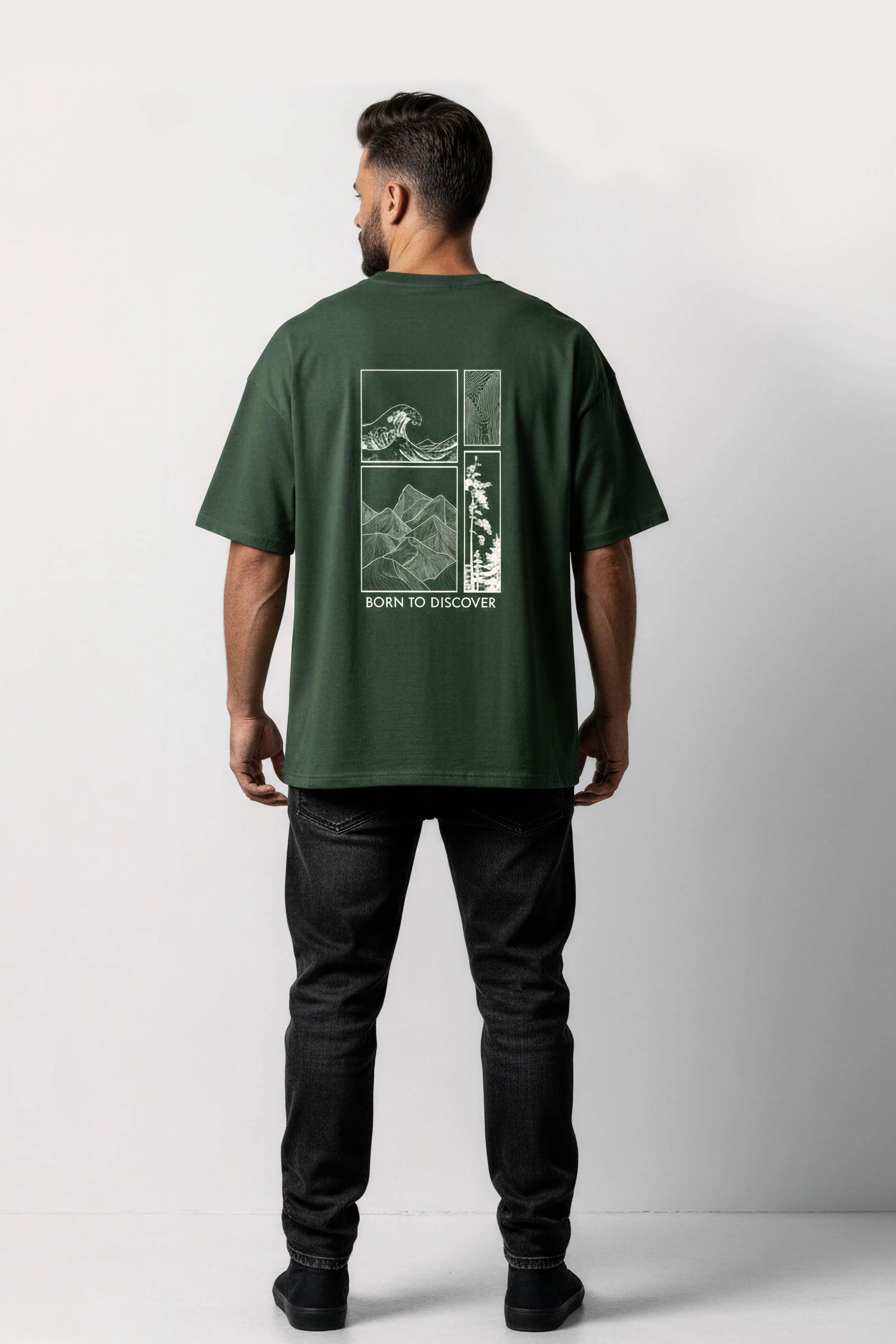 Oversized Green T-Shirt – Born to Discover