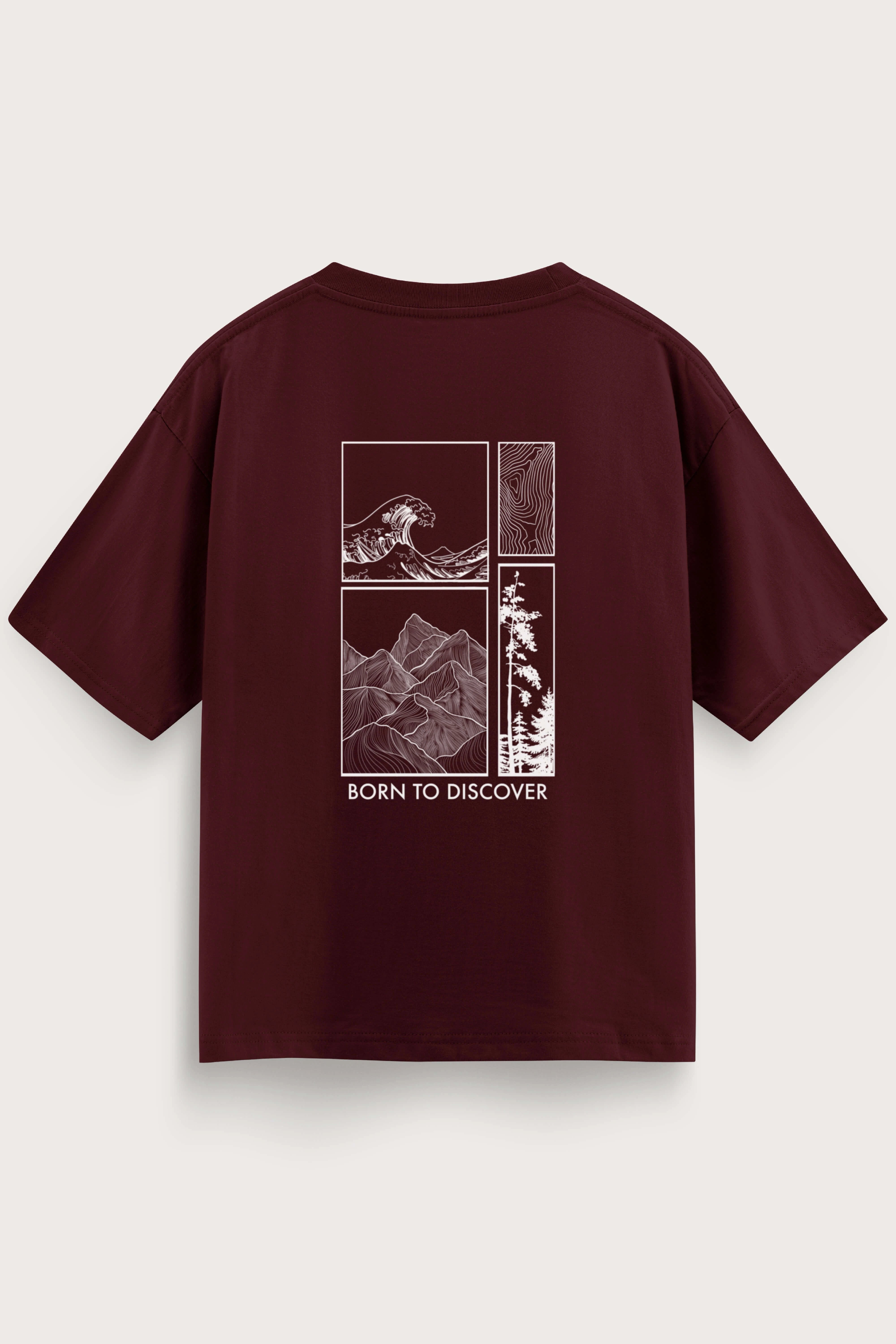 Oversized Wine T-Shirt – Born to Discover