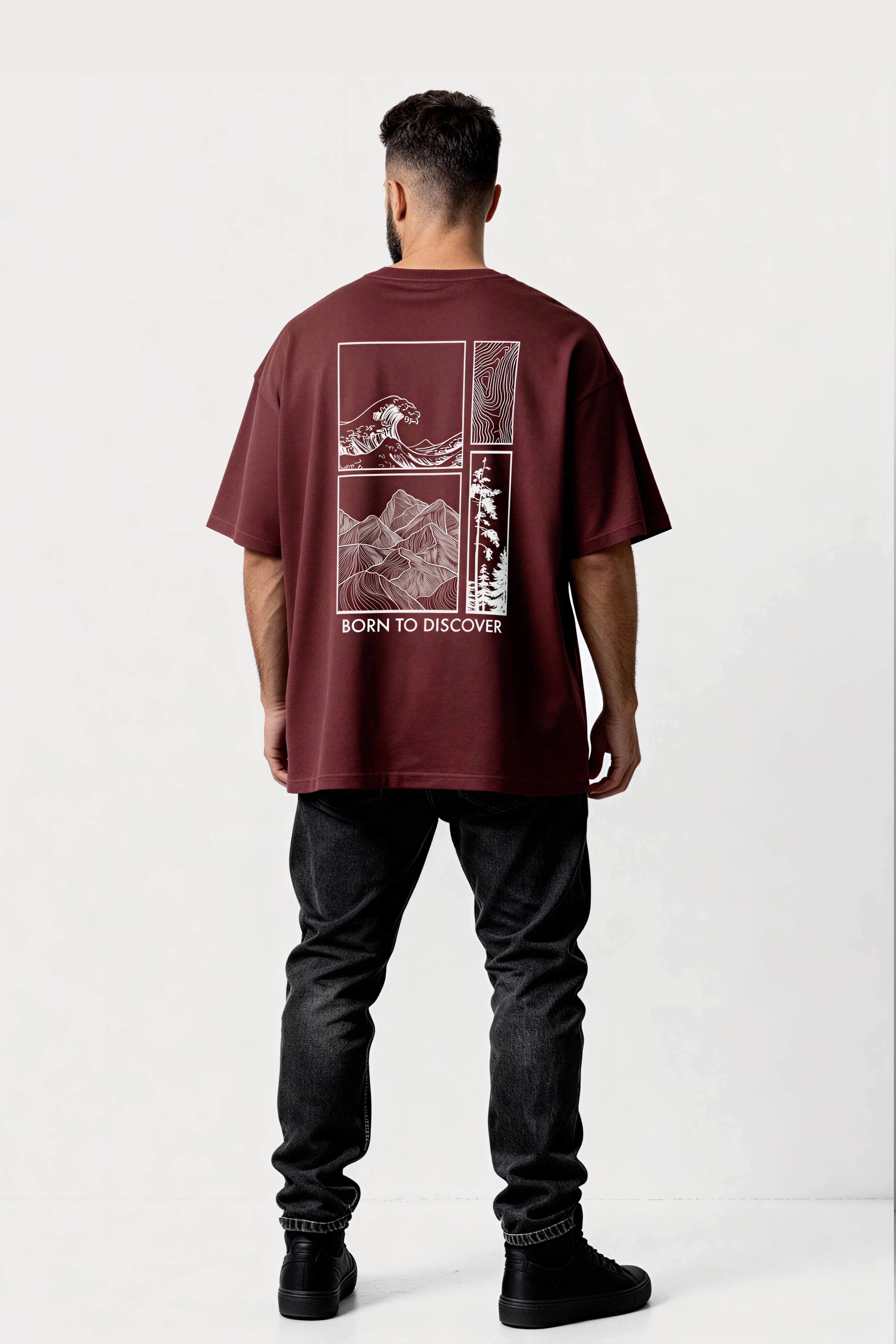 Oversized Wine T-Shirt – Born to Discover