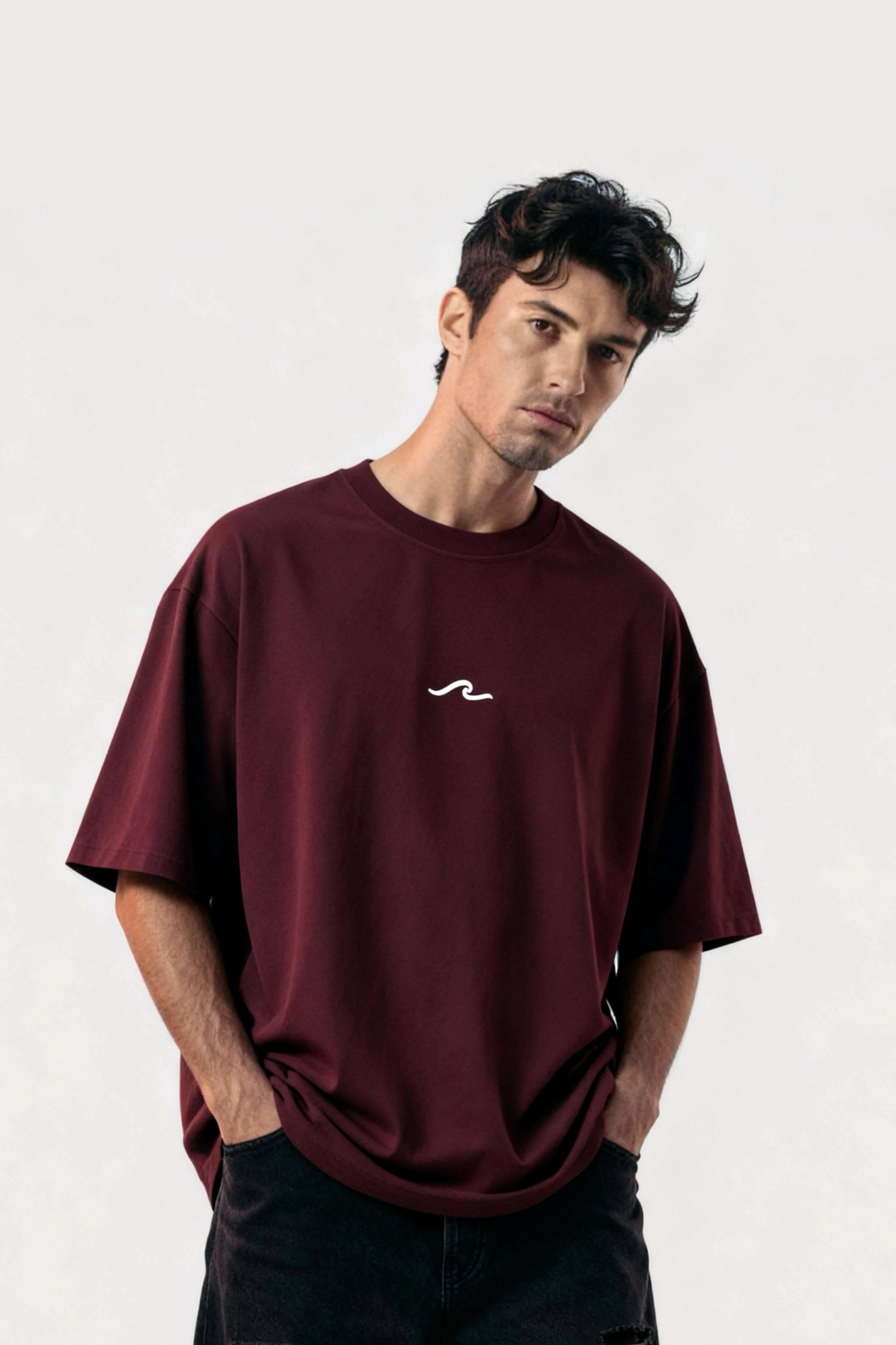 Oversized Wine T-Shirt – Born to Discover