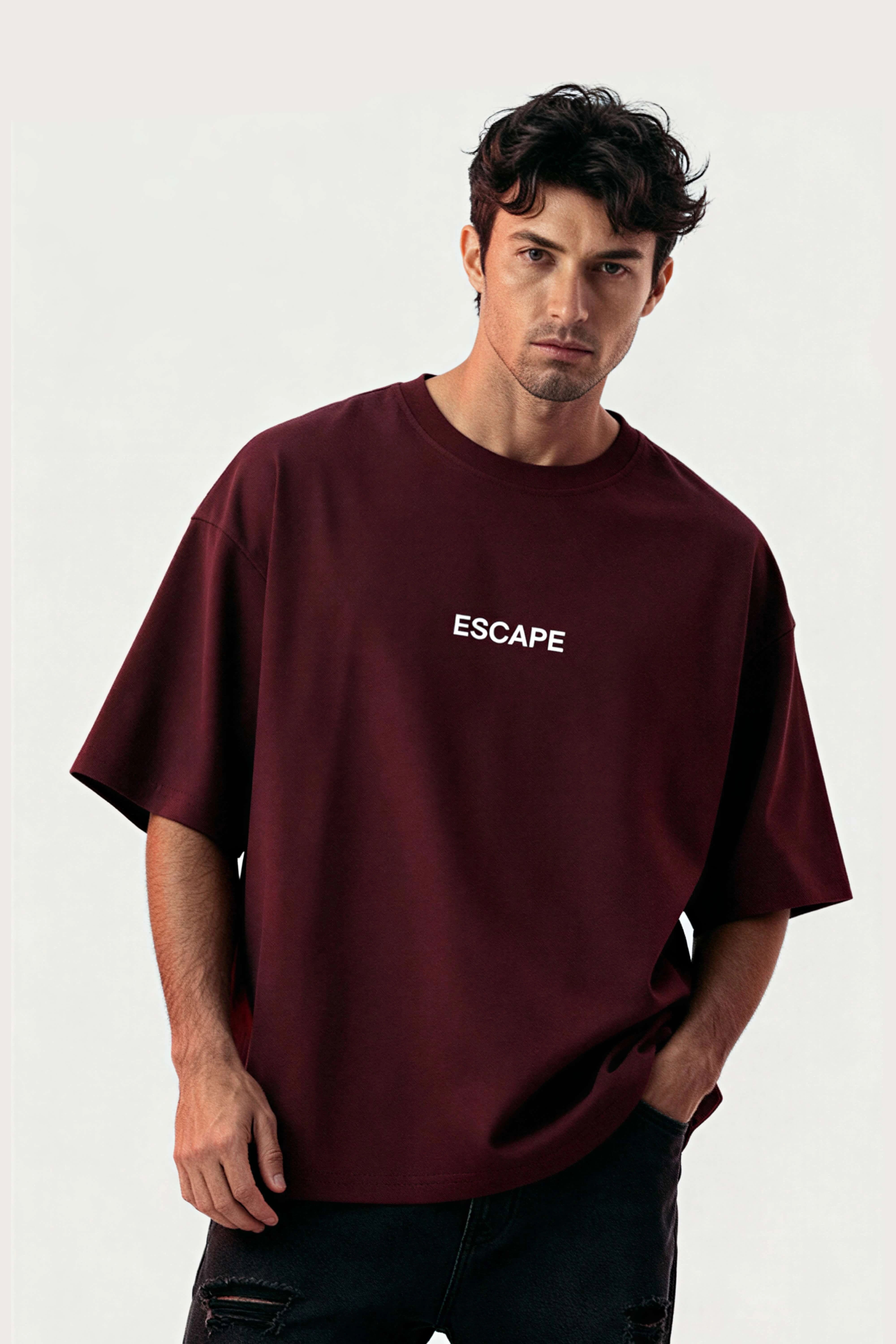 Oversized Wine T-Shirt – Escape