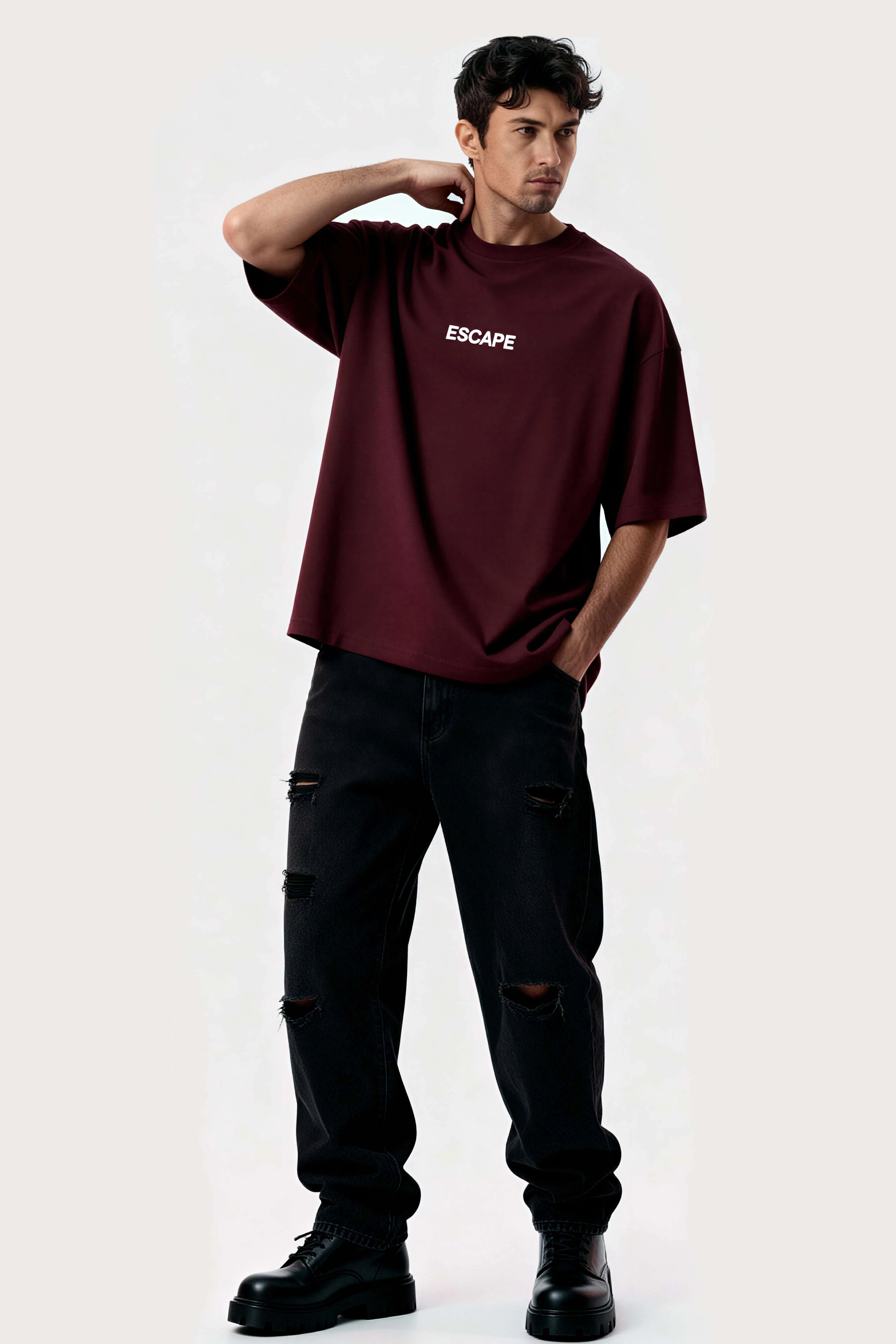 Oversized Wine T-Shirt – Escape