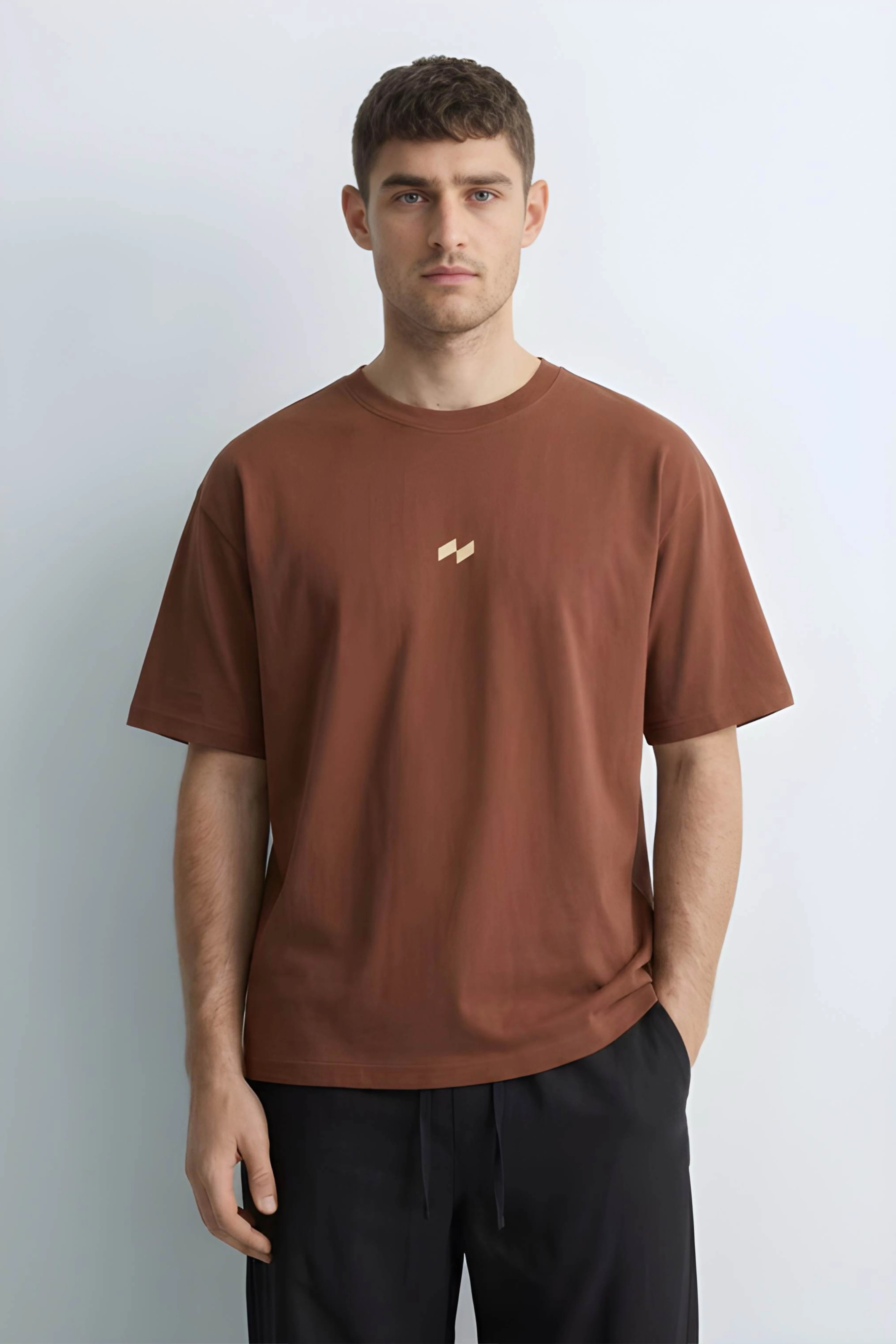 Relaxed Fit Null Brown T-Shirt for Men