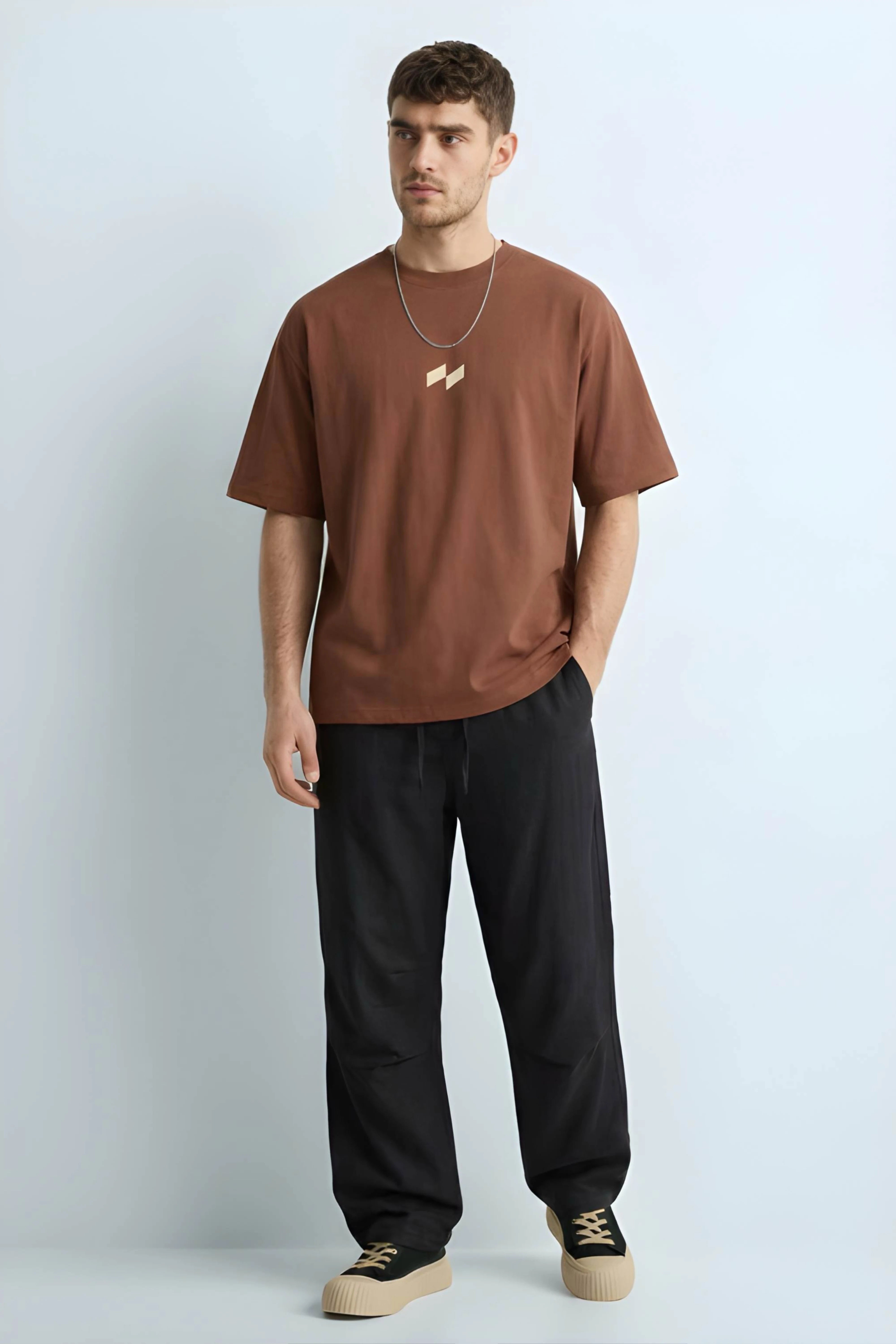 Relaxed Fit Null Brown T-Shirt for Men