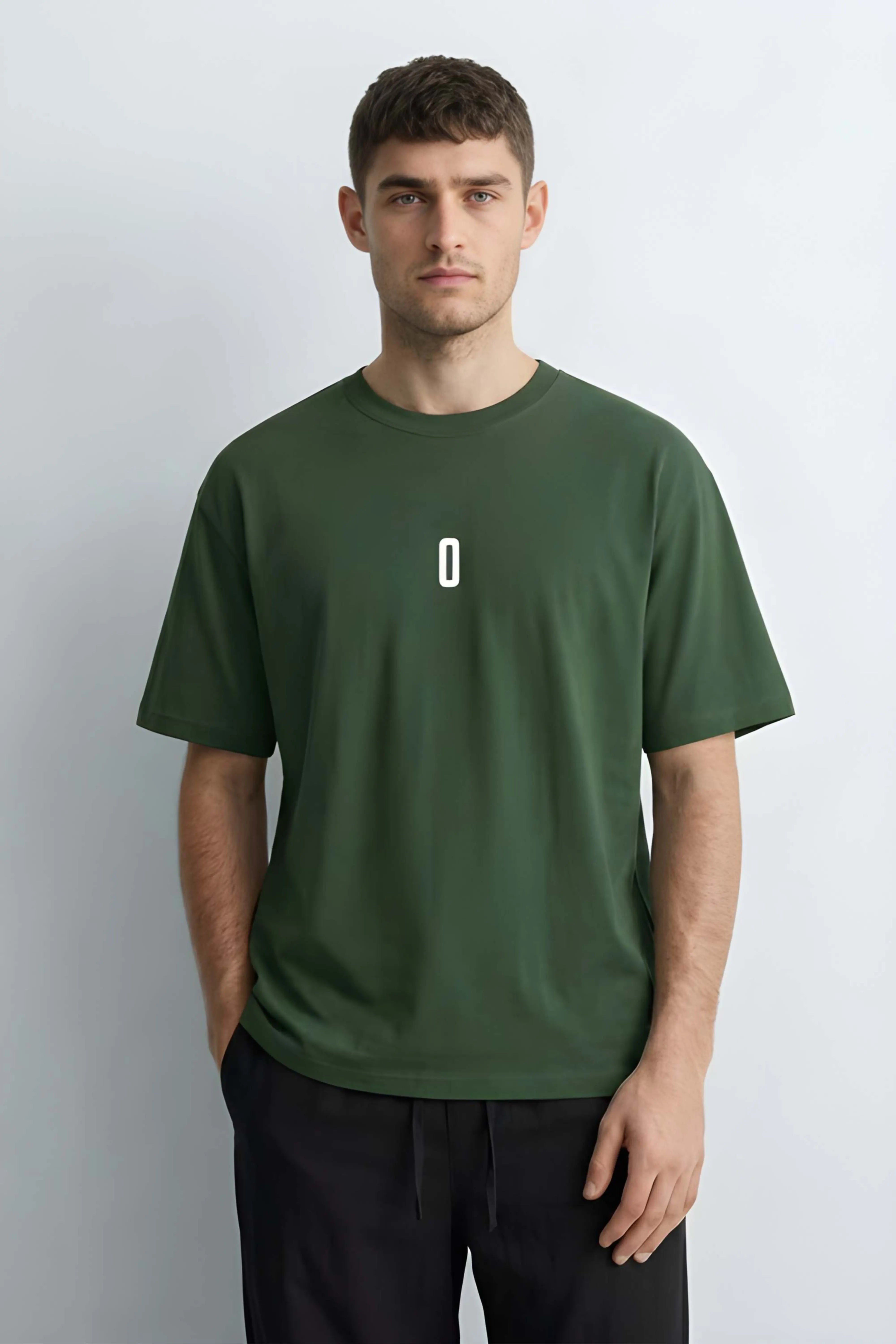Relaxed Fit 0 Green T‑Shirt for Men