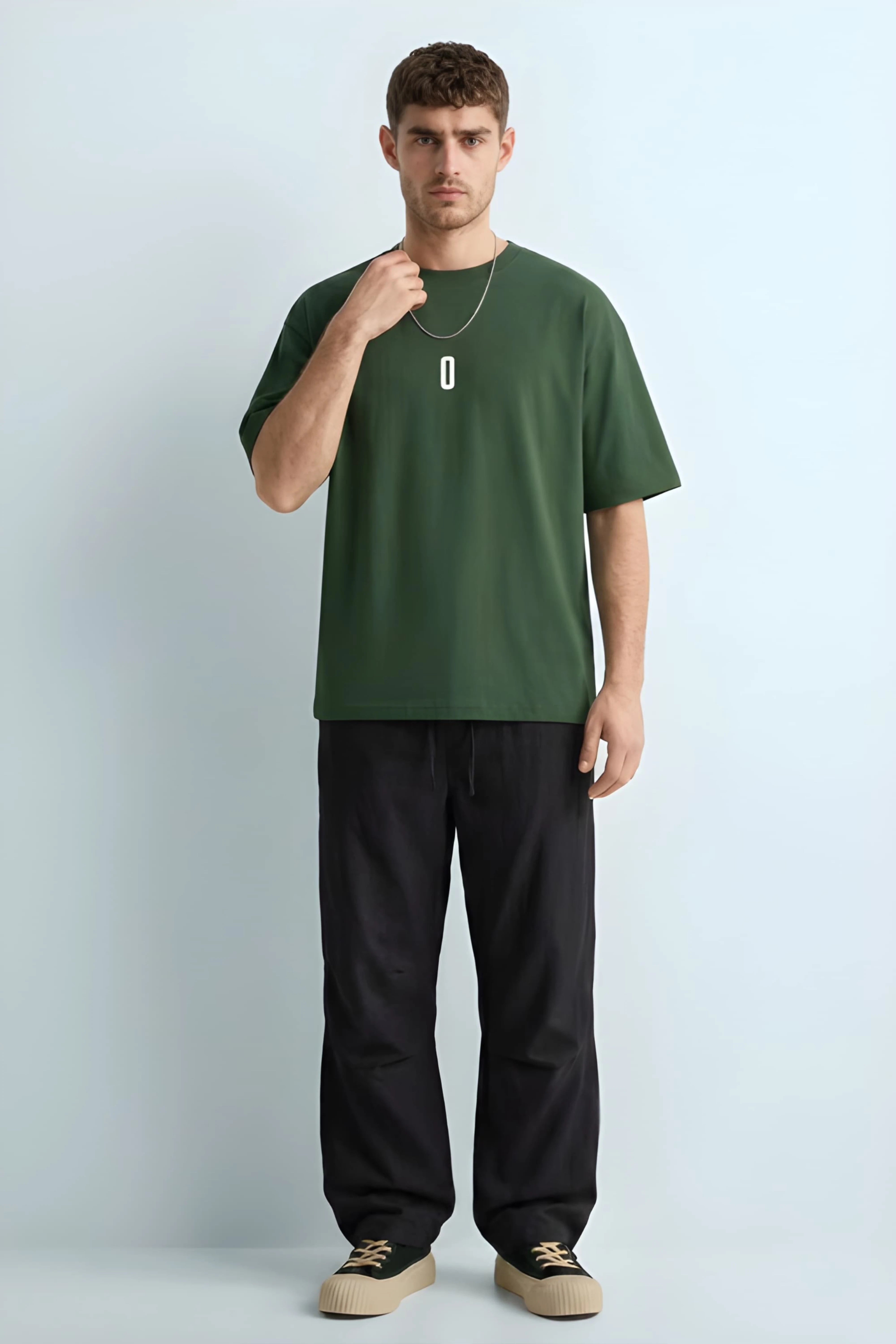 Relaxed Fit 0 Green T‑Shirt for Men
