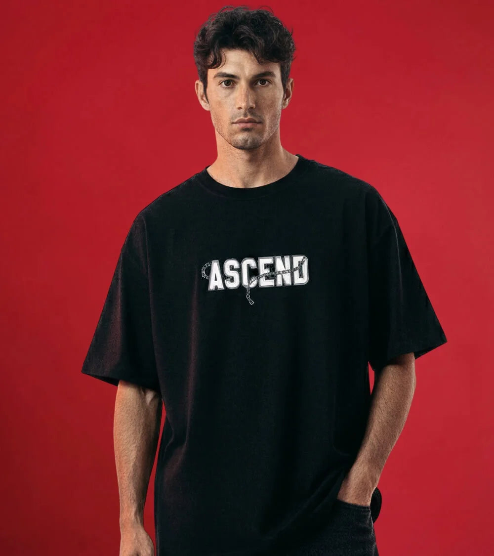 men oversized black t-shirt ascend fit