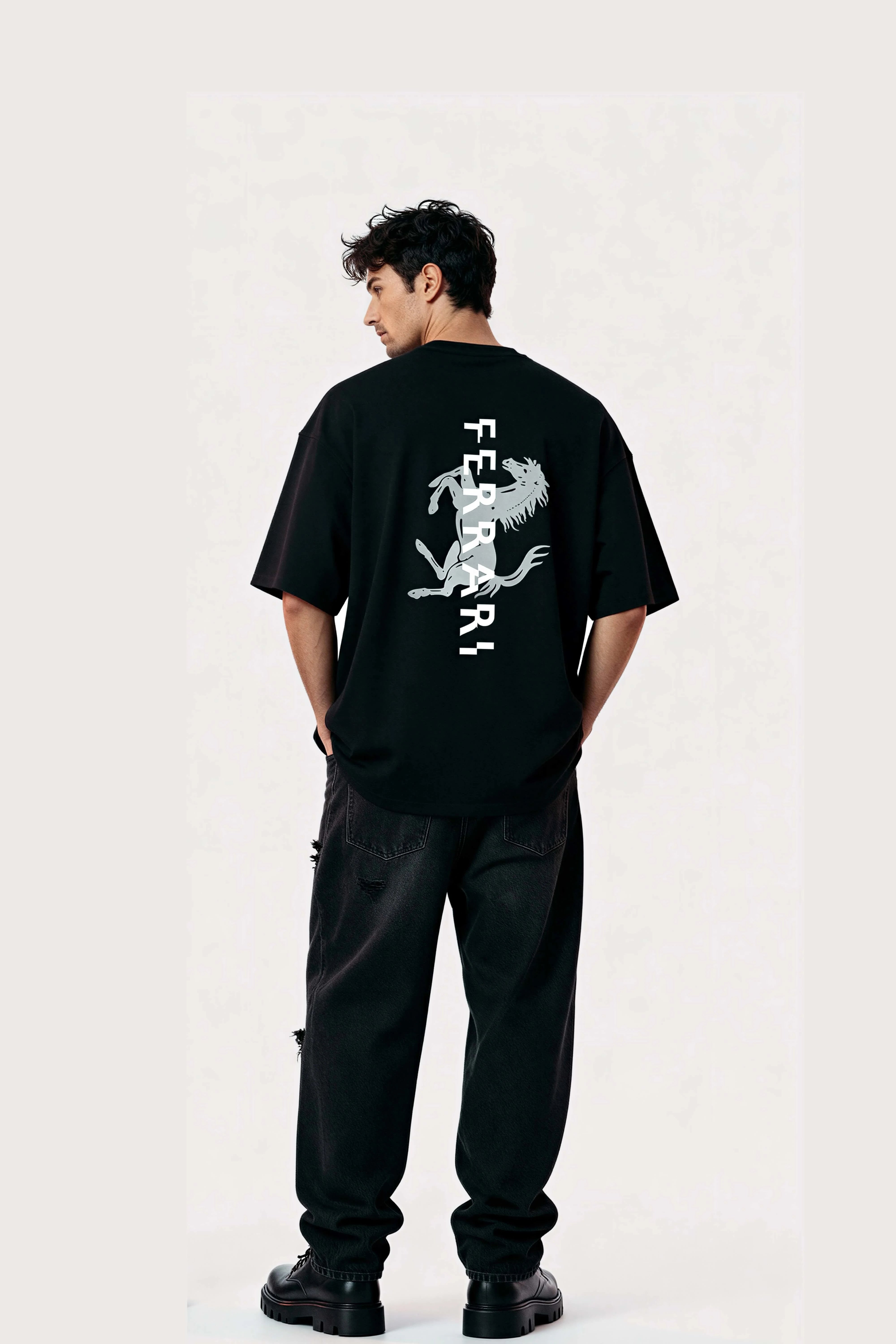 Oversized Black T-Shirt – Ferrari