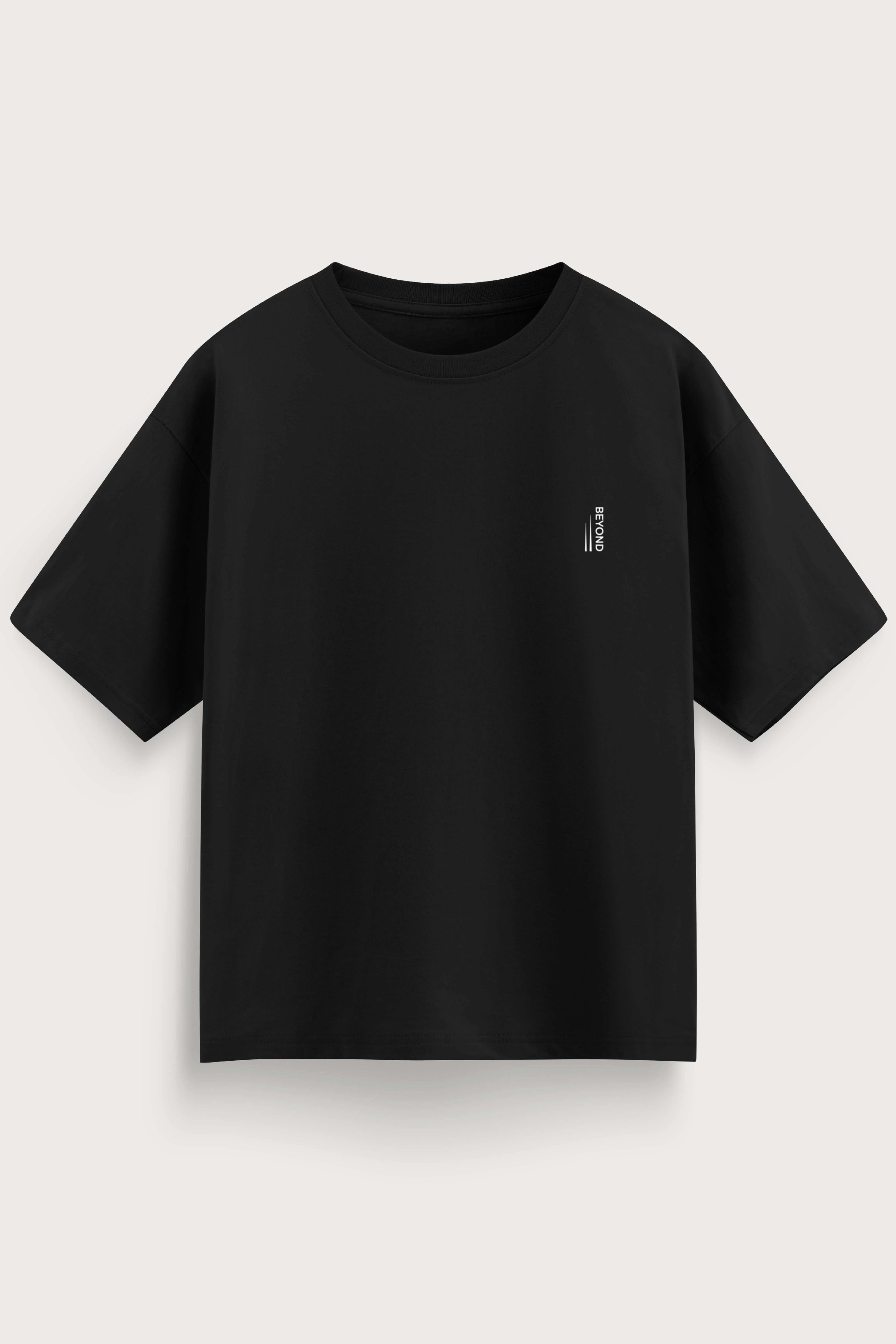 Men oversized black tshirt beyond front