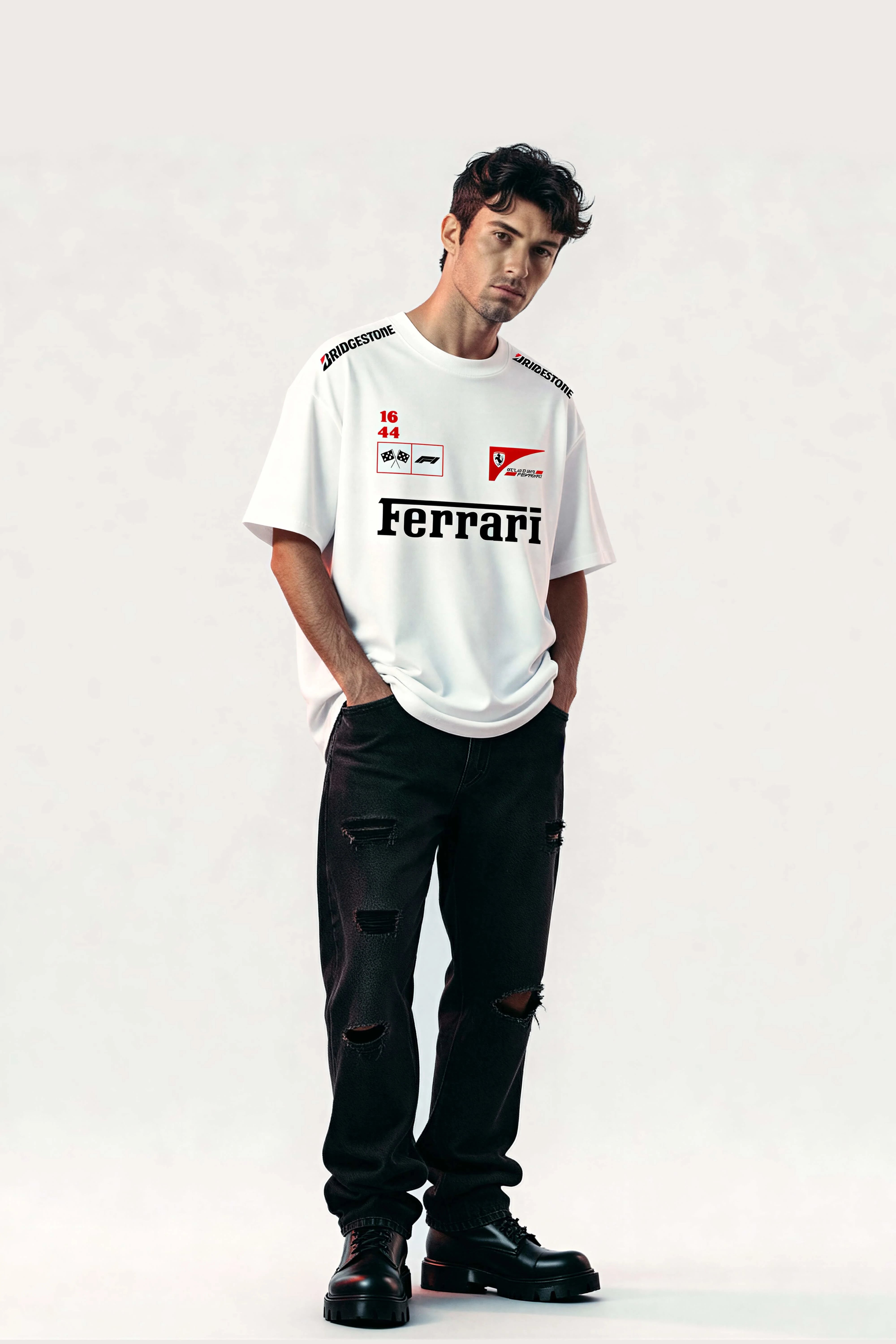 Oversized White T-Shirt – Ferrari