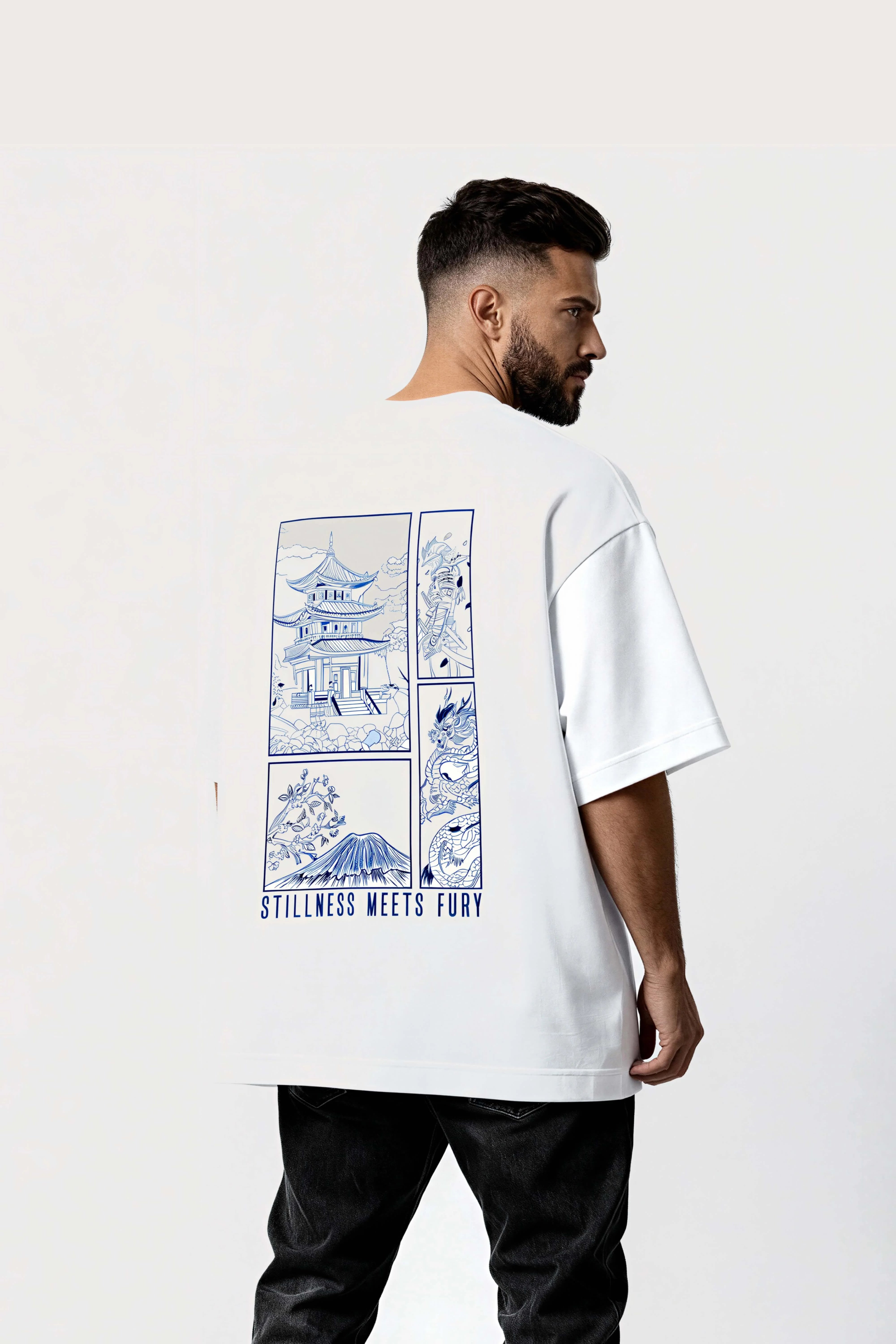 Men oversized white tshirt fury lifestyle