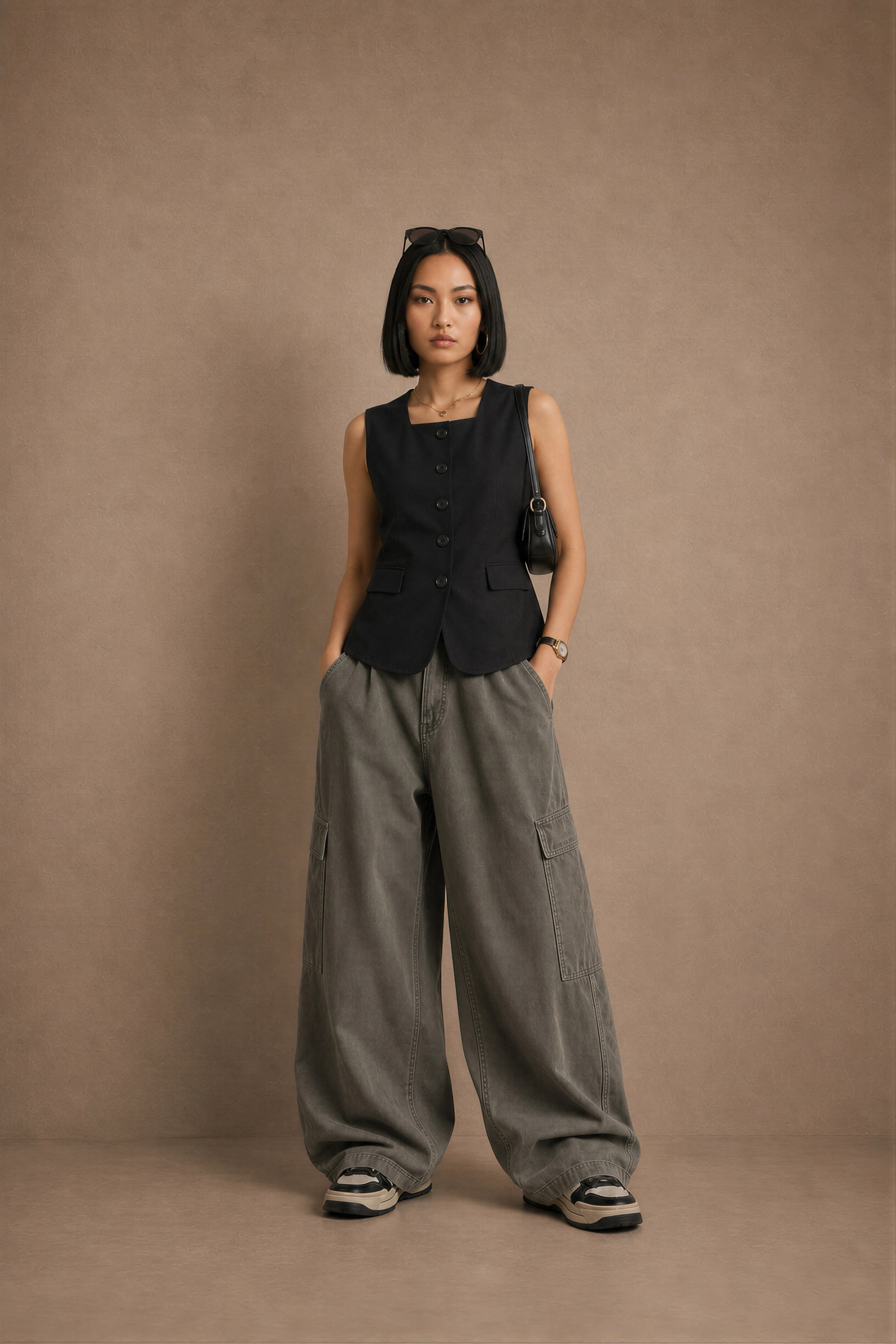 Women's Buttoned Waistcoat With Pocket Flaps