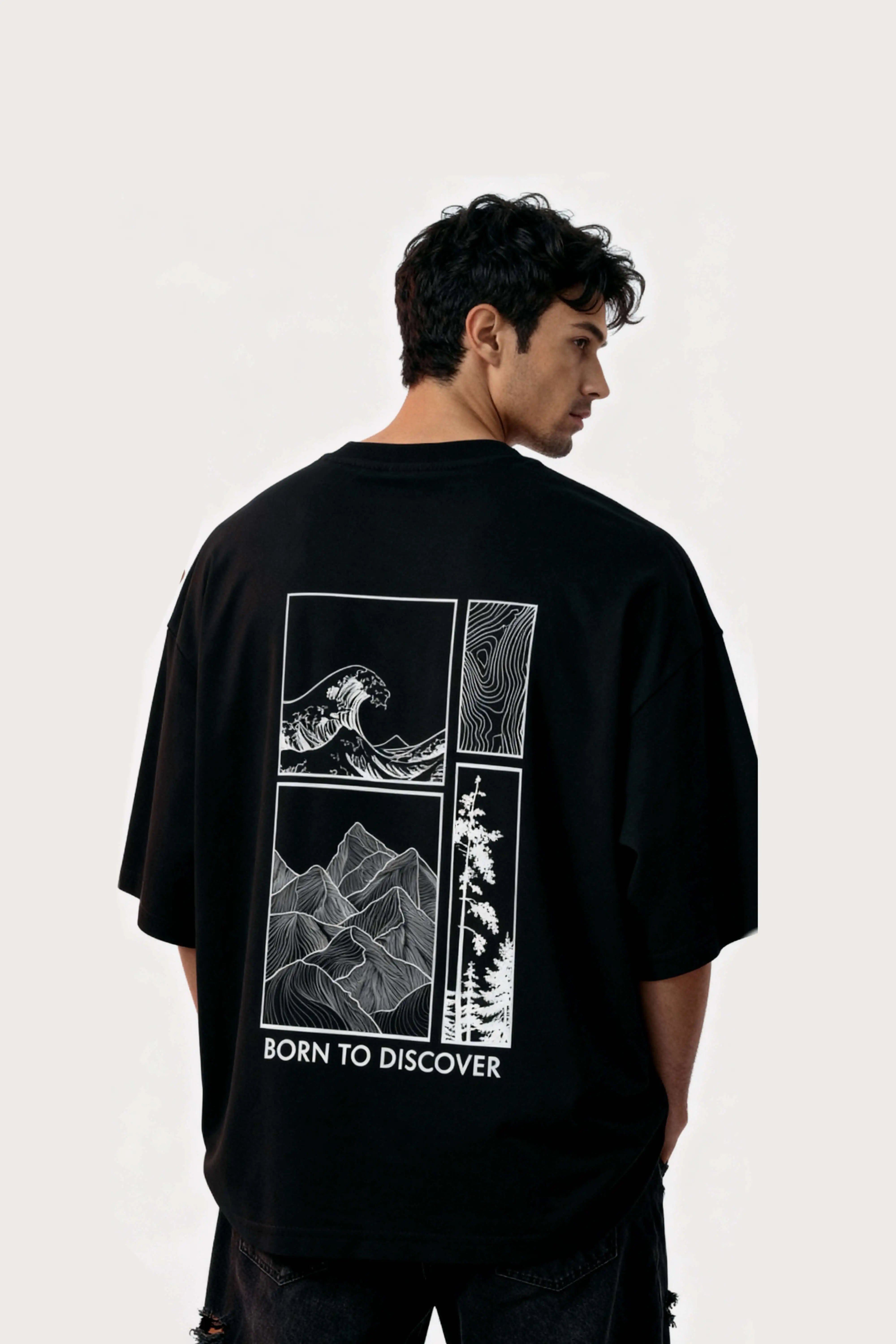 Oversized Black T-Shirt – Born to Discover