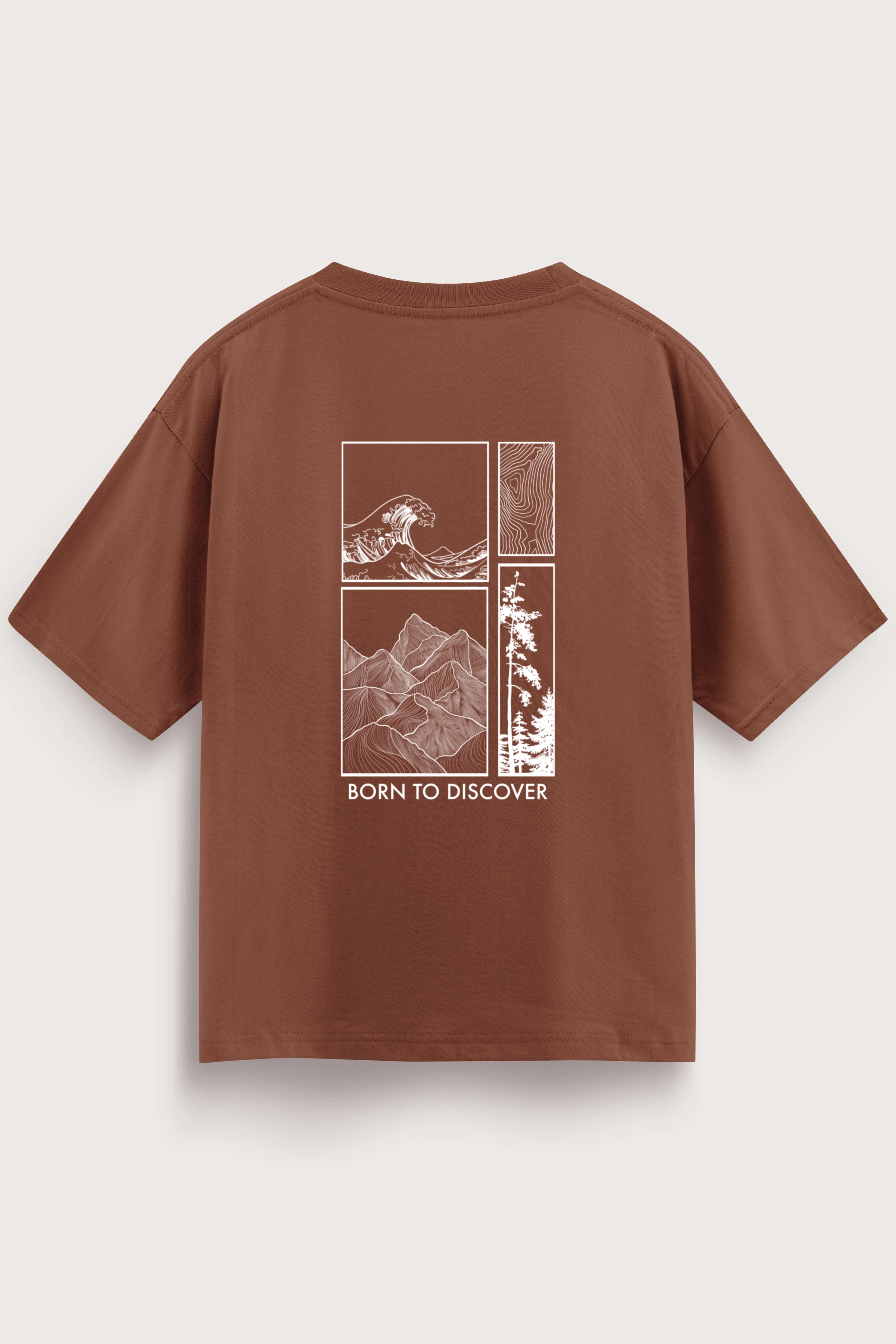 men-oversized-brown-tshirt-Born-to-discover-back