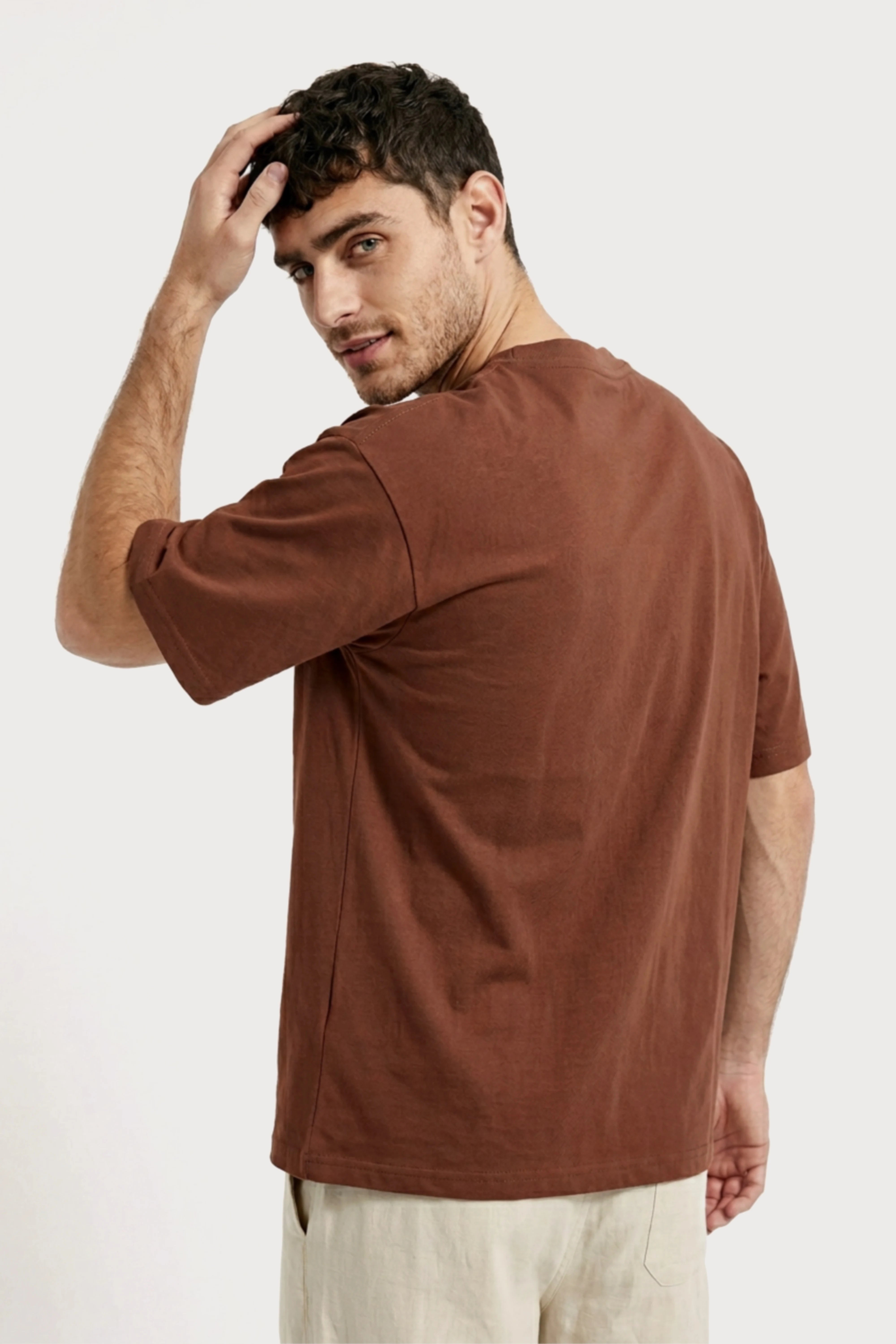 Men's Brown Explore Oversized T-Shirt
