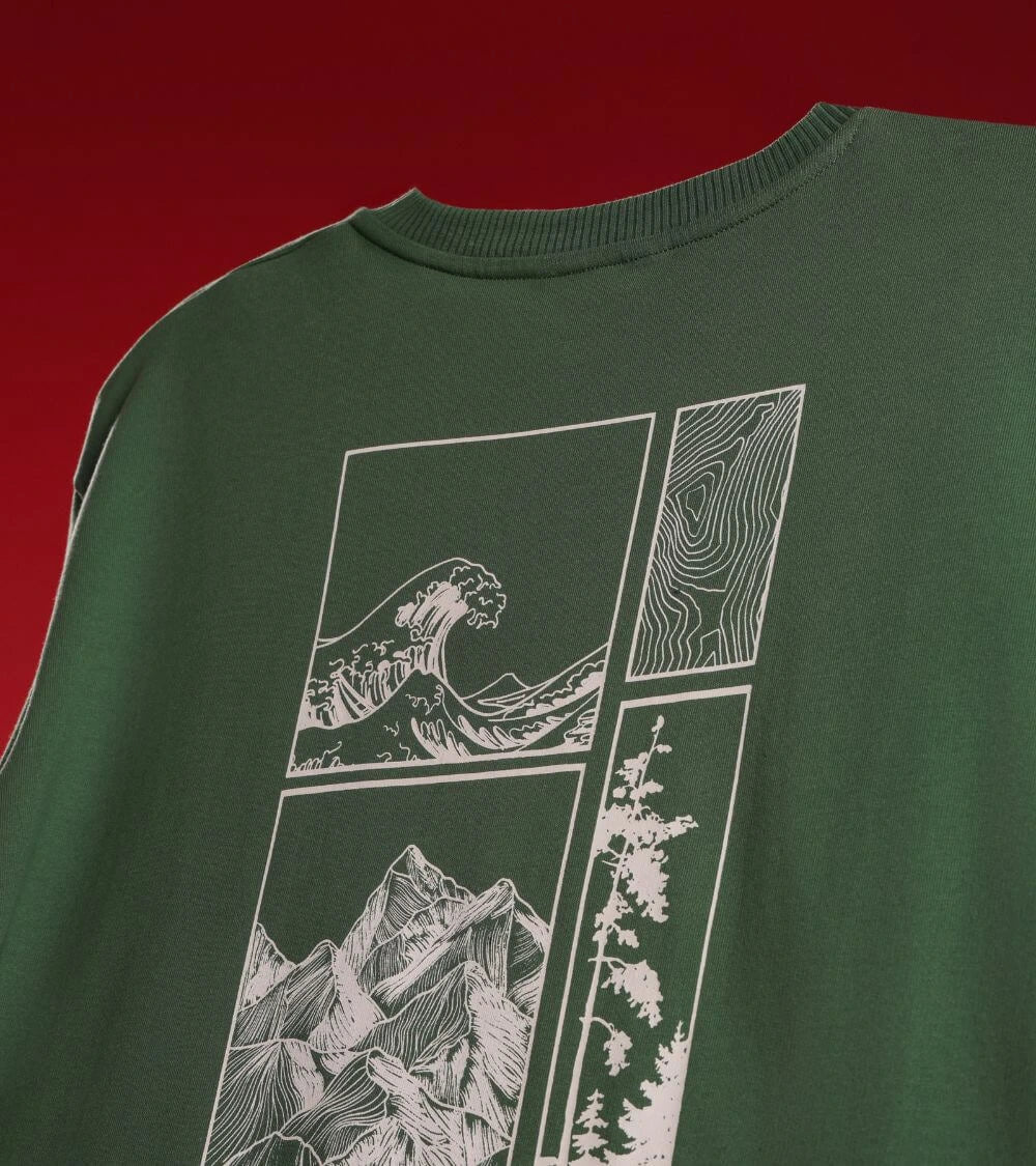 men oversized green colour t-shirt close look