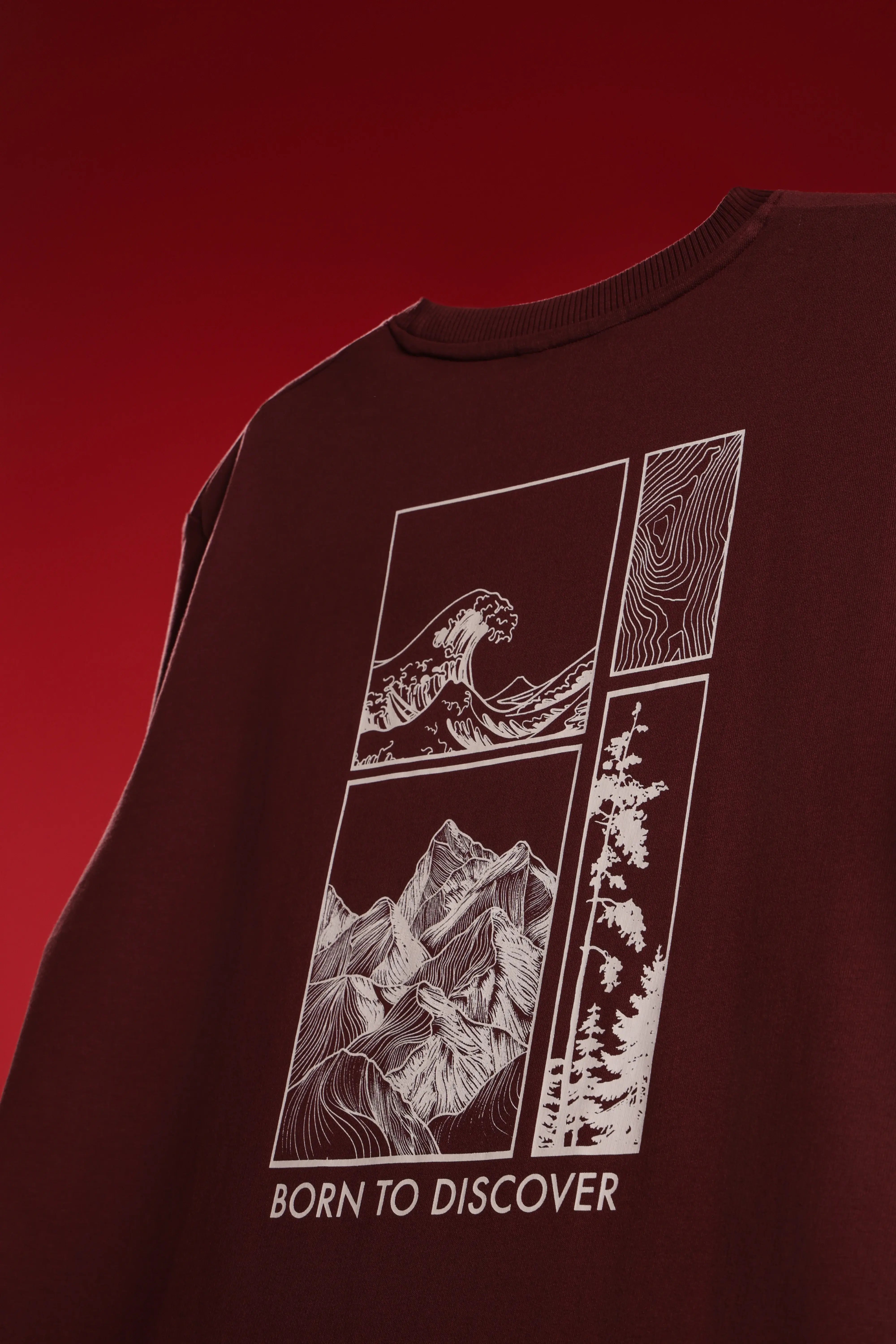 Oversized Wine T-Shirt – Born to Discover