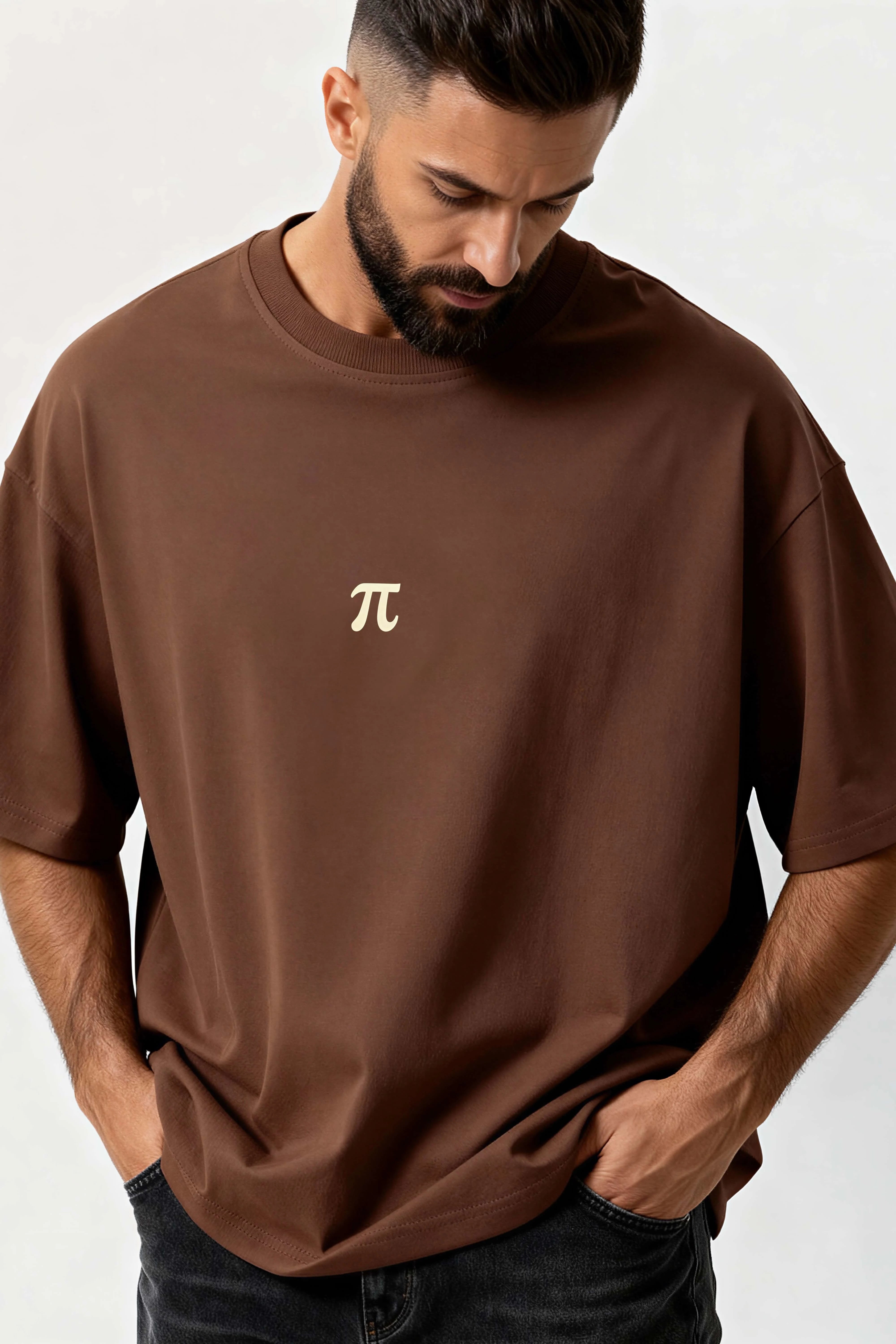 men relaxed fit brown colour t-shirt pie logo