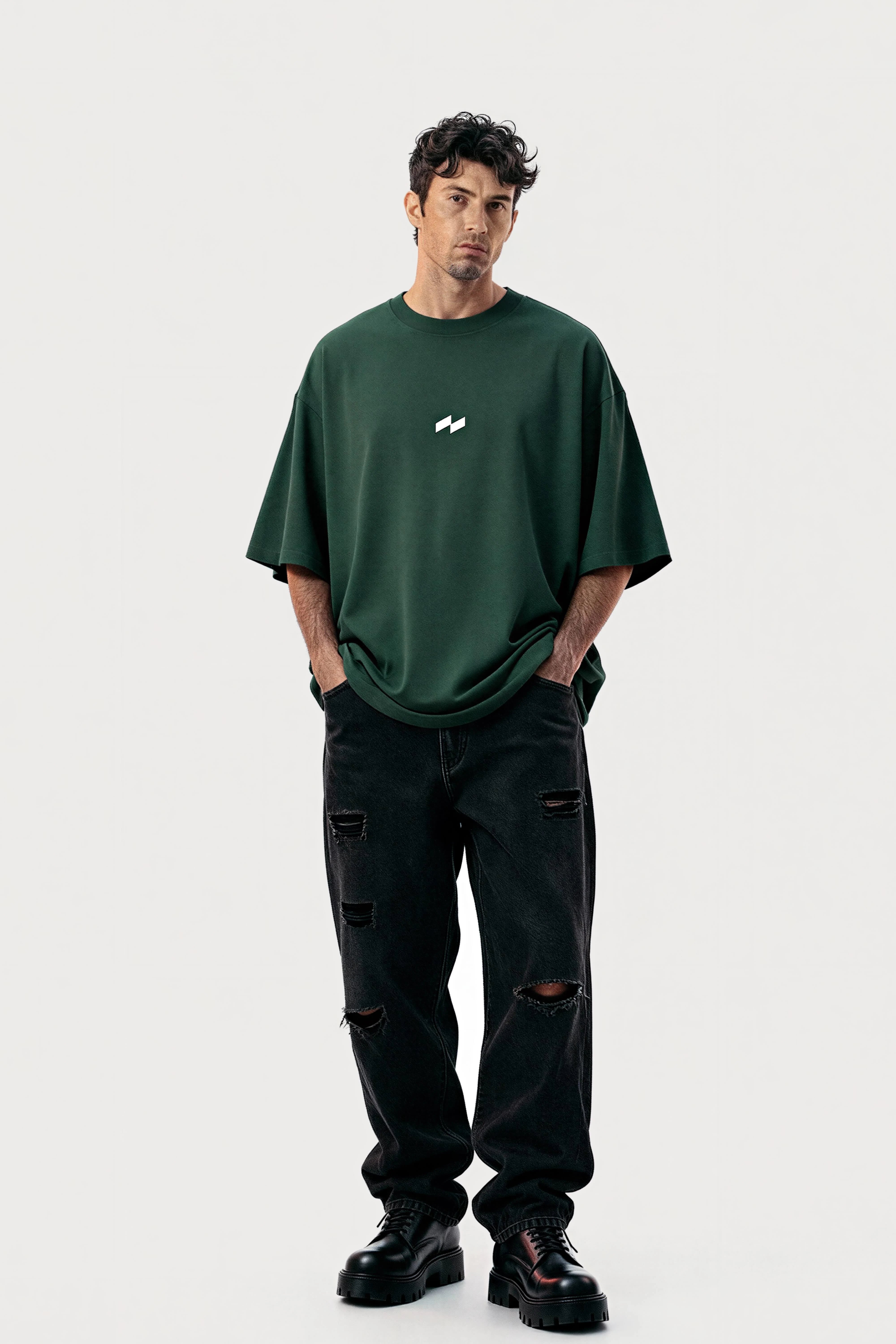 Relaxed fit green t-shirt – null